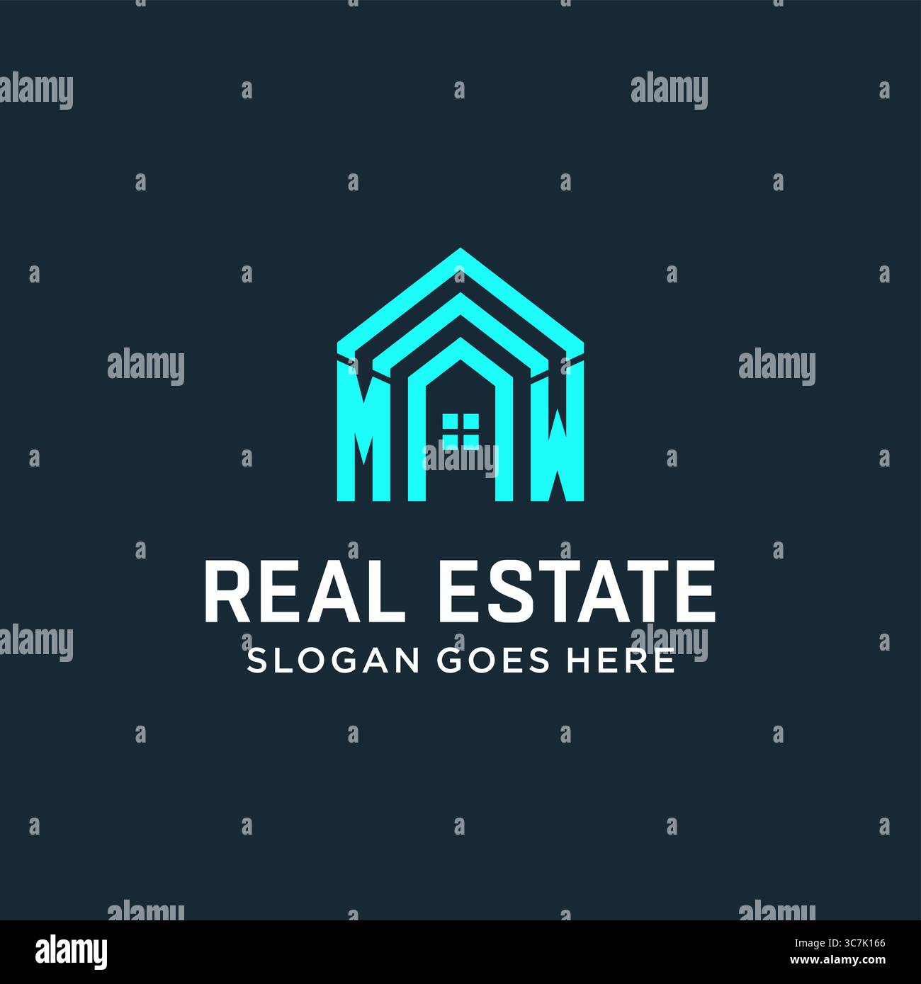 Lettera iniziale del logo del tetto MW con grafica vettoriale creativa e moderna in stile logo Illustrazione Vettoriale