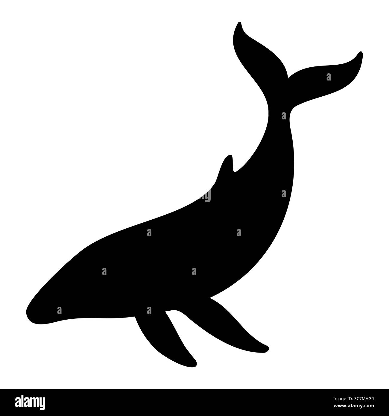 Silhouette di balena che nuota nelle profondità del mare Illustrazione Vettoriale