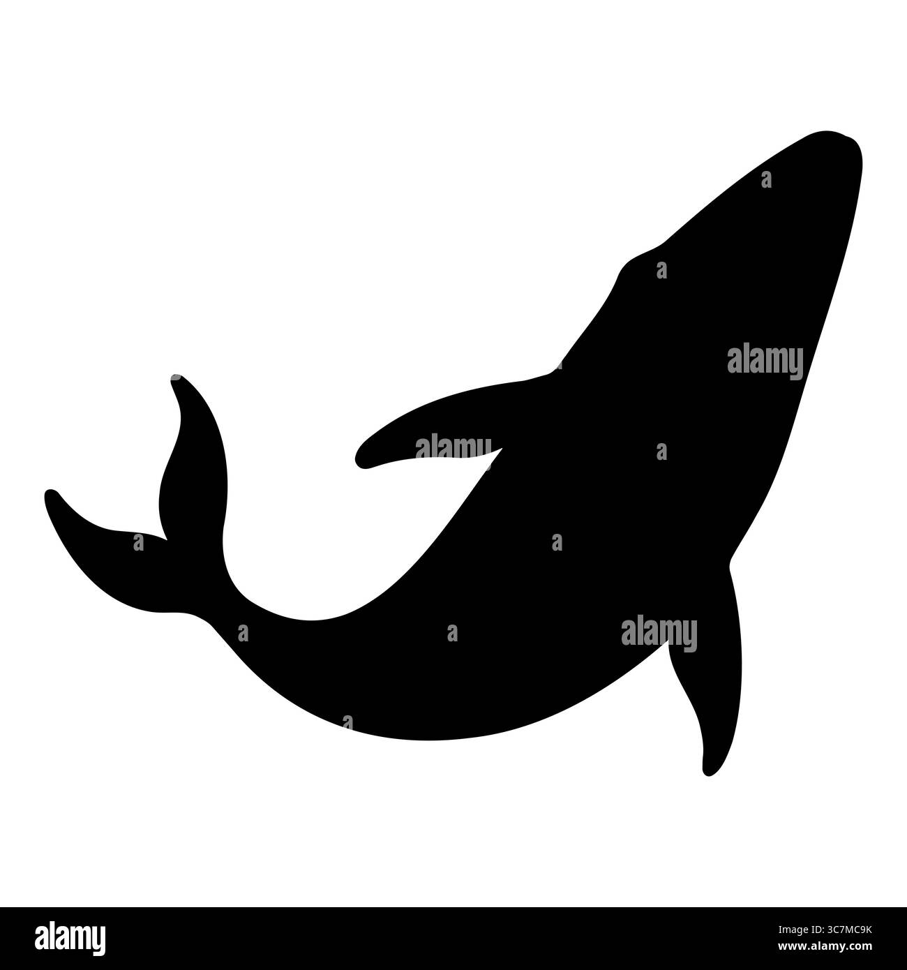 Silhouette di balena che nuotano aggraziatamente in acqua Illustrazione Vettoriale