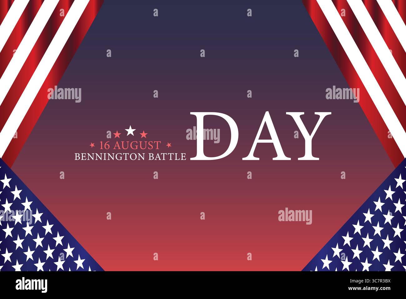 Poster con bandiera moderna Bennington Battle Day con stella e bandiera Illustrazione Vettoriale