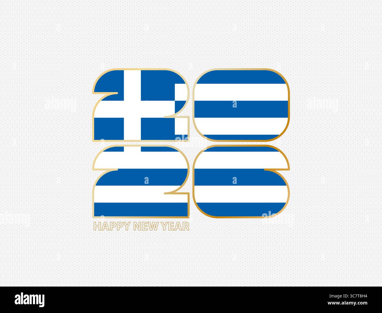 Numeri astratti 2026 con bandiera della Grecia. Illustrazione vettoriale. Illustrazione Vettoriale