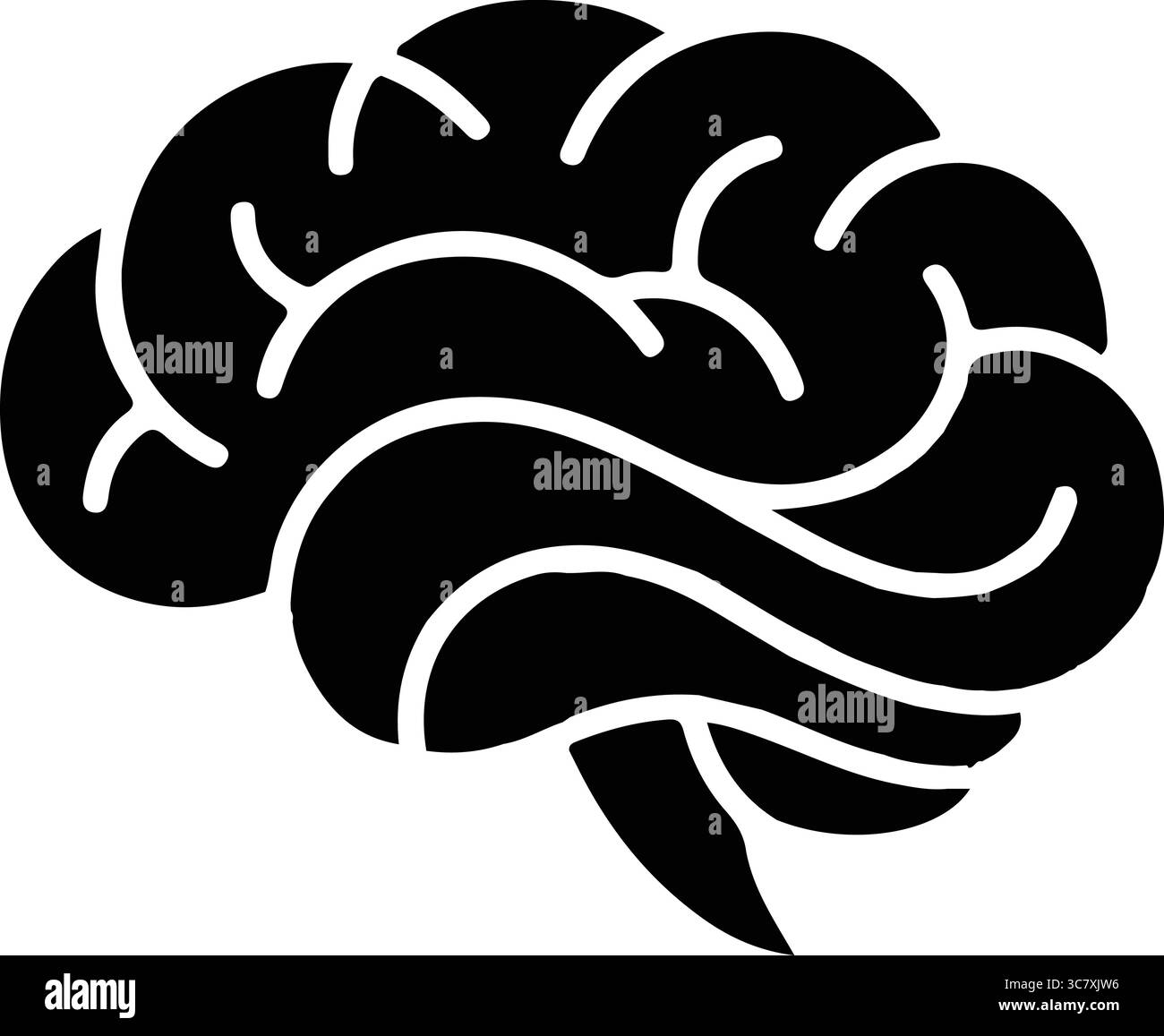 Illustrazione grafica vettoriale della silhouette di un'icona cerebrale Illustrazione Vettoriale