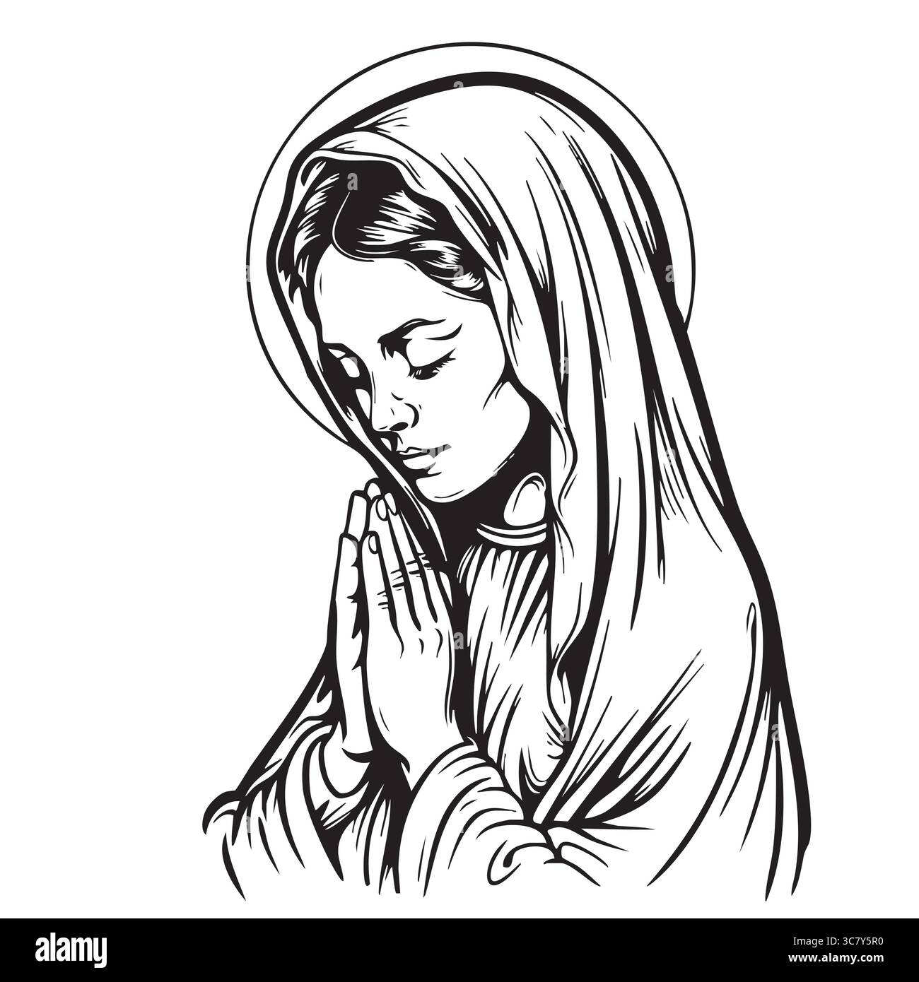 Nostra Signora della grazia vettoriale Vergine Maria illustrazione cattolica Illustrazione Vettoriale