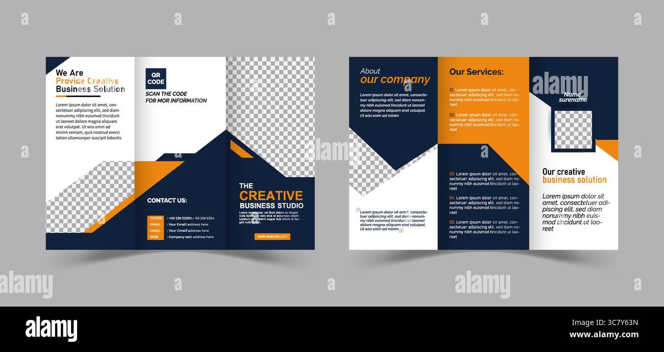 Design moderno, creativo e professionale per brochure a tre pieghe Illustrazione Vettoriale