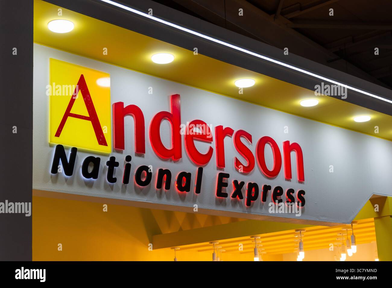 Cartello Anderson National Express alla fiera e-commerce di Algeri, Algeria. Foto Stock