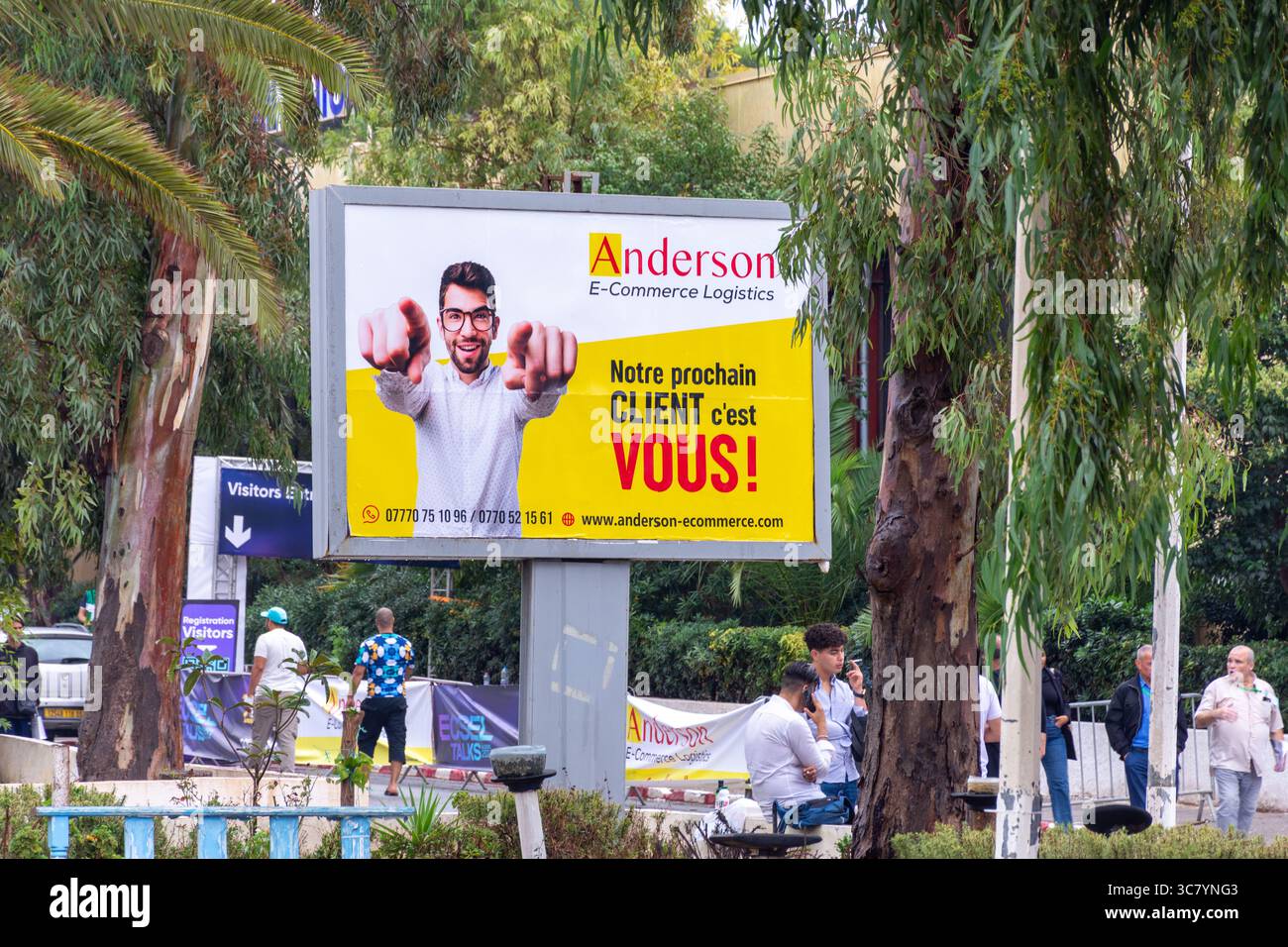 Cartellone logistico Anderson e-Commerce in un parco di Algeri City. Foto Stock