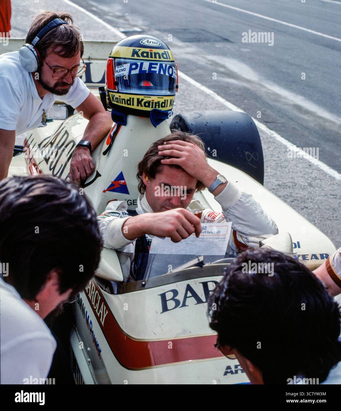 Brands Hatch 1985 Formula 1 sessione di test girata su pellicola Foto Stock