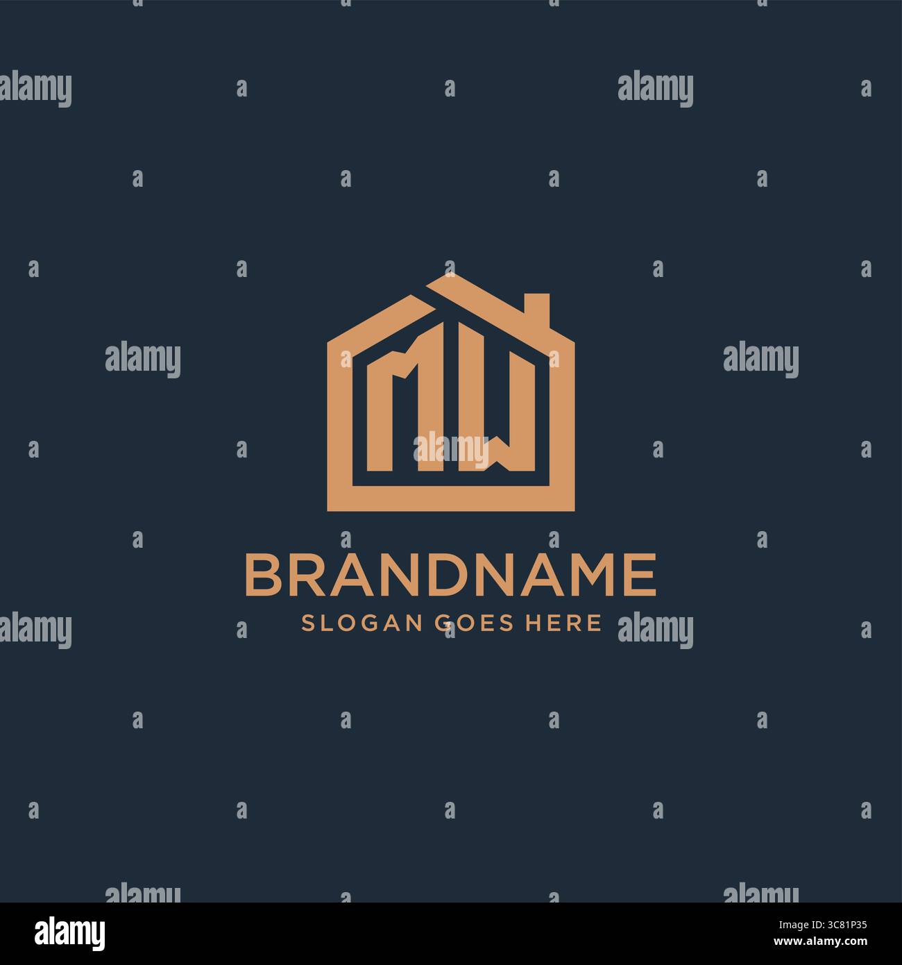 Logo MW con lettera iniziale e grafica vettoriale con icone dal design minimalista Illustrazione Vettoriale