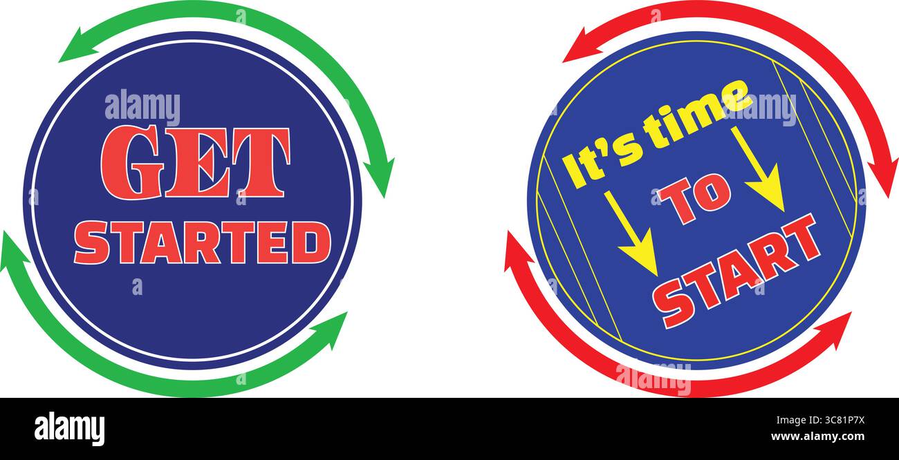 Introduzione all'icona vettoriale circolare del badge invito all'azione per l'inserimento di siti Web e landing page Illustrazione Vettoriale