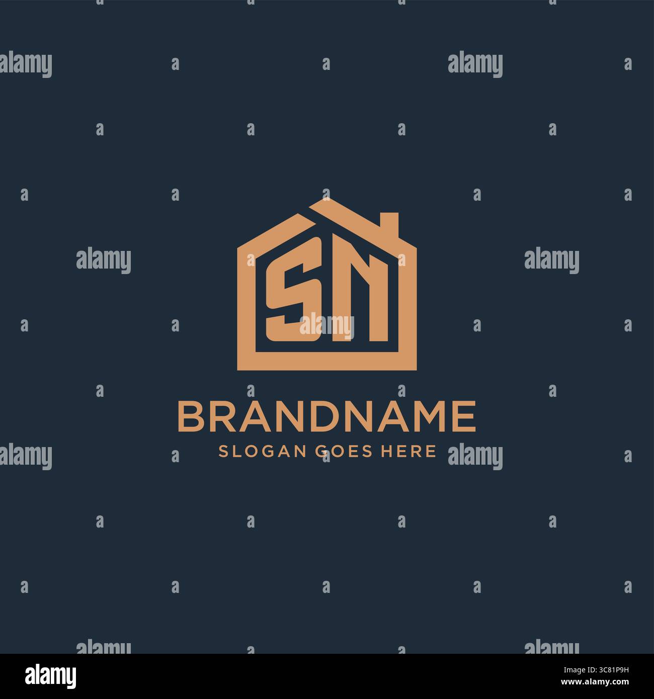 Logo iniziale Letter SN con grafica vettoriale a forma di icona minimalista Illustrazione Vettoriale