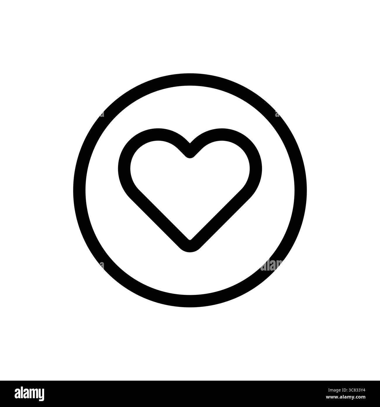 Questa icona a forma di cuore minimalista all'interno di un cerchio rappresenta l'amore e la passione. Perfetto per progetti creativi, social media e temi romantici. Ideale per ex Illustrazione Vettoriale