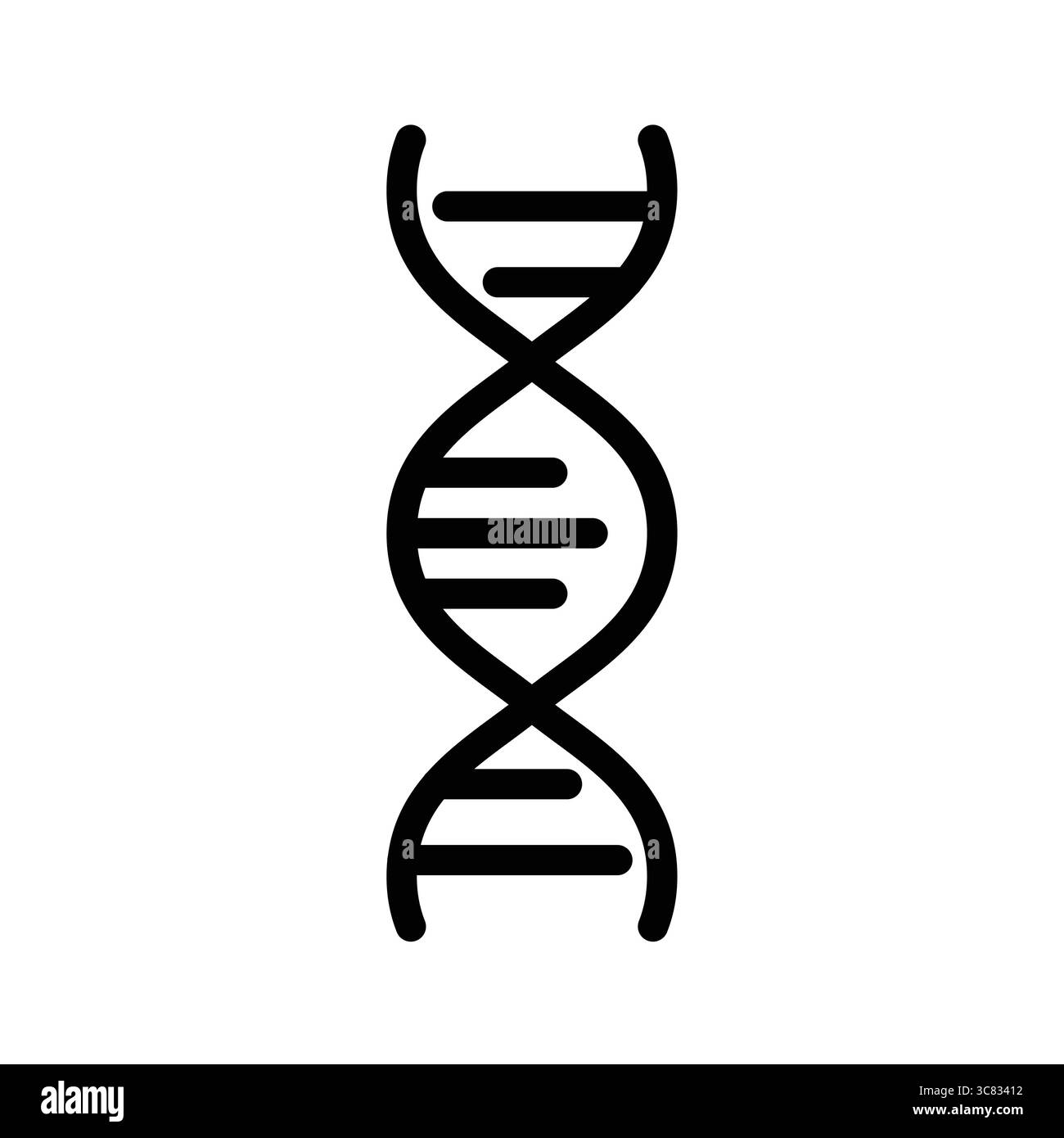 Una semplice illustrazione di un'icona a forma di elica del DNA che rappresenta l'essenza della ricerca genetica e della struttura biologica in un design pulito. Illustrazione Vettoriale