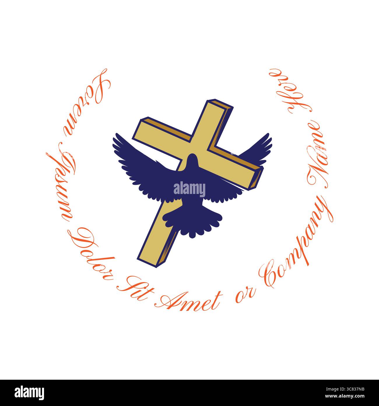 Flying Spread Wing dove Pigeon con Jesus Christian Cross for Freedom Peace Religion Logo Design Illustrazione Vettoriale Flying Spread Wing dove Pigeon con Jesus Christian Cross for Freedom Peace Religion Logo Design Illustrazione Vettoriale