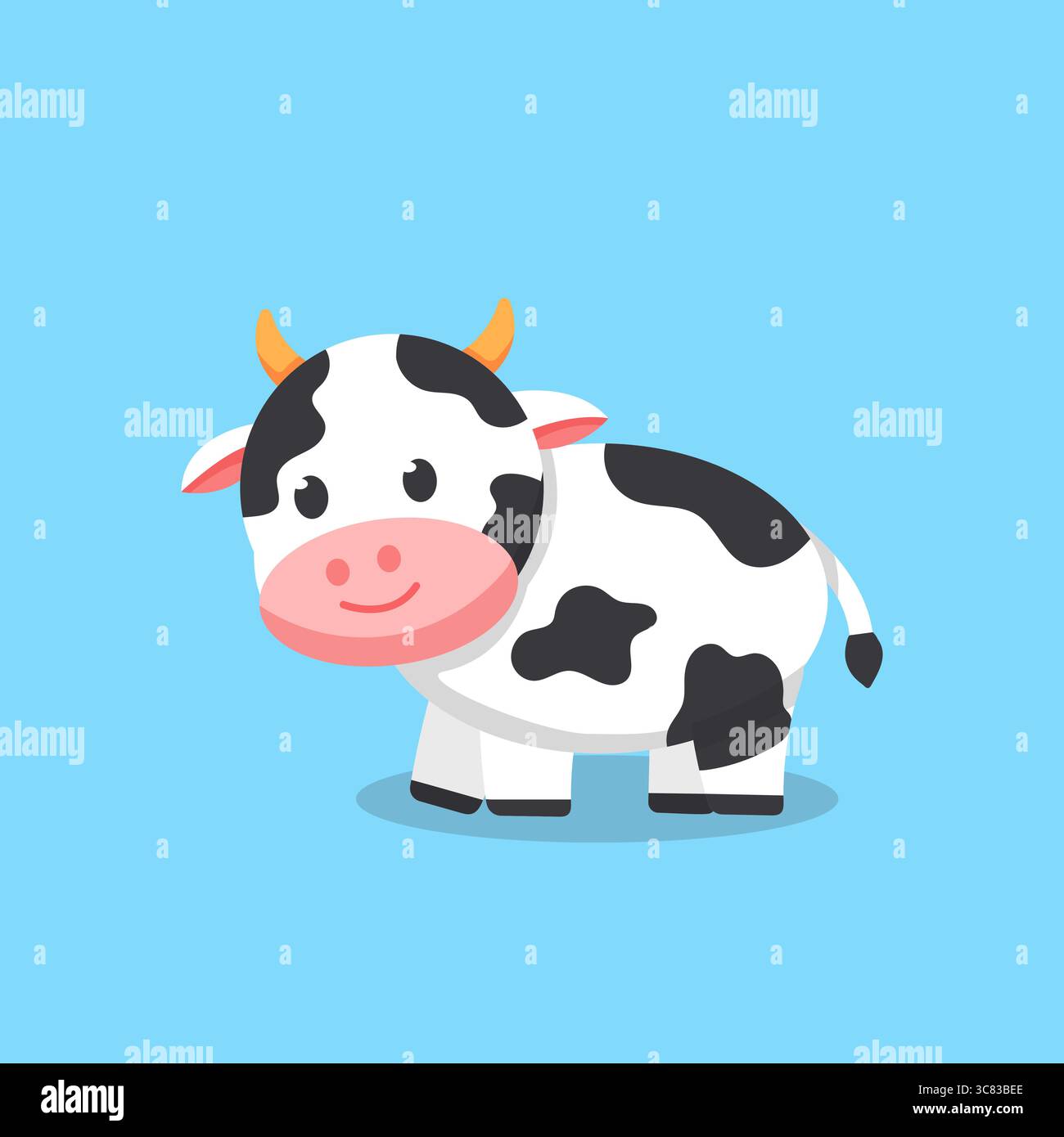 Simpatica illustrazione Cartoon Cow Illustrazione Vettoriale