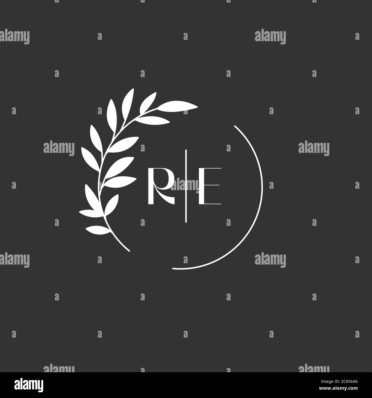 Lettera iniziale RE matrimonio monogramma logo ispirazione grafica vettoriale Illustrazione Vettoriale