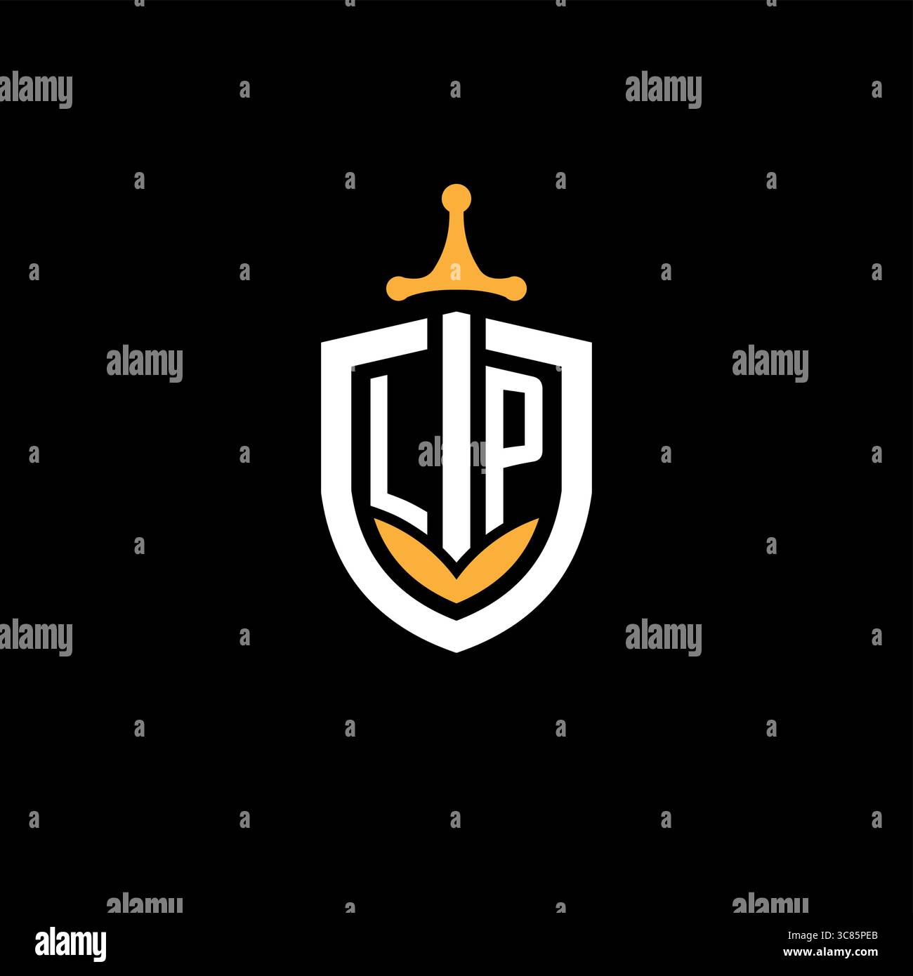 Esport di gioco con logo Letter LP creativo con grafica vettoriale di scudo Illustrazione Vettoriale