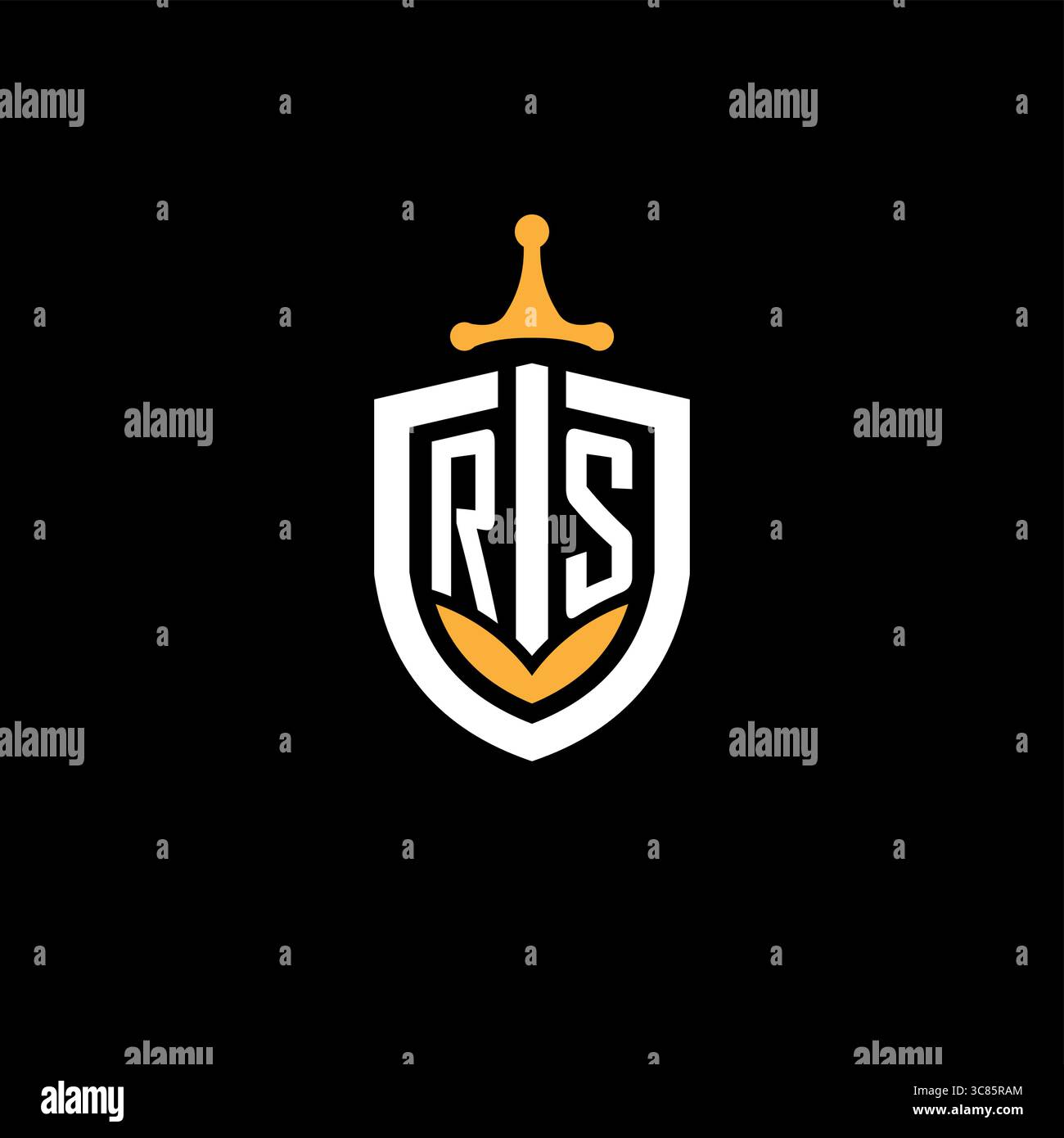 Esport di gioco con logo RS e logo logo Creative Letter con grafica vettoriale Shield Illustrazione Vettoriale