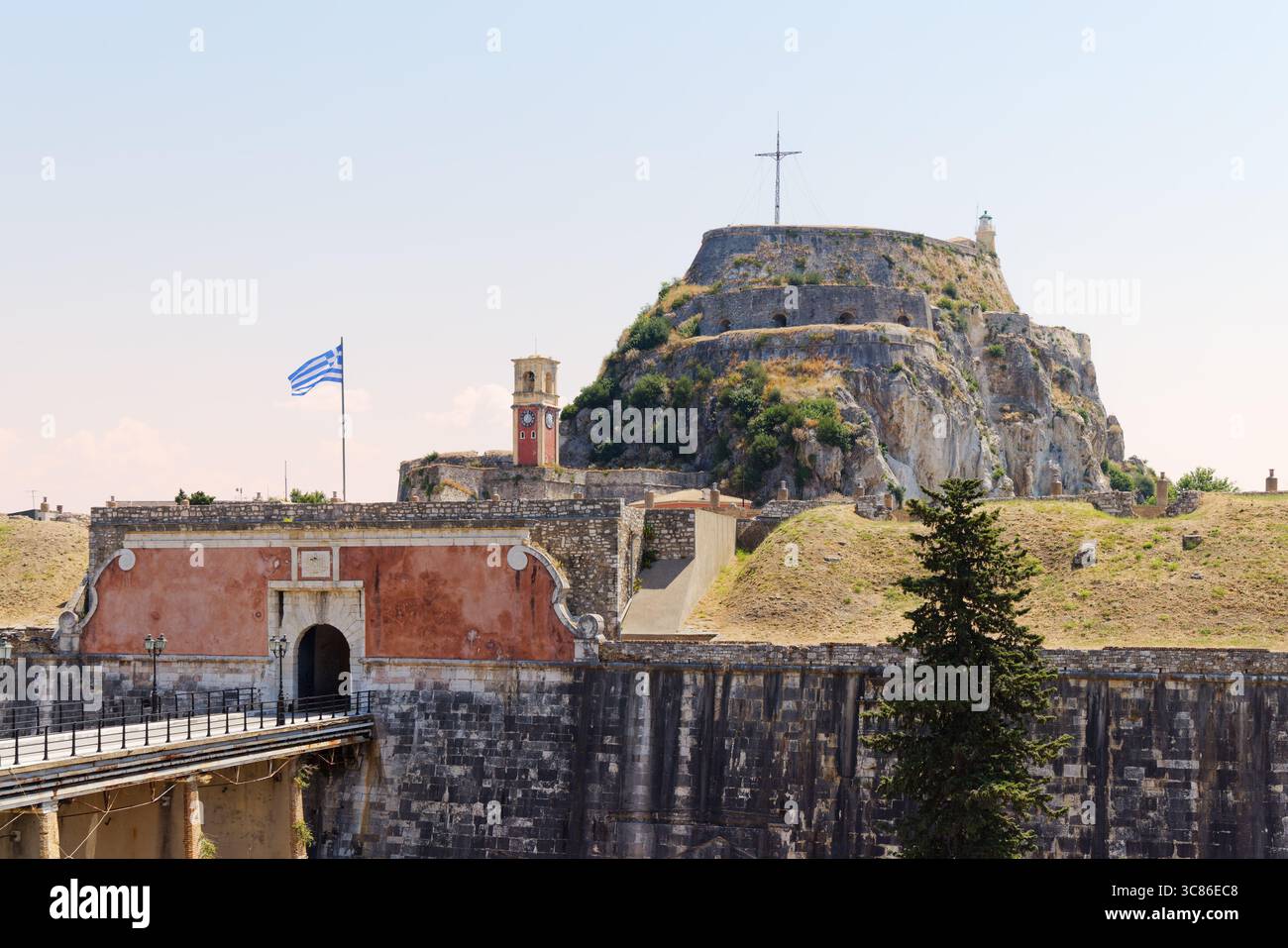 Vecchia Fortezza di Corfù, la Vecchia Fortezza veneziana nella città di Corfù, Kerkyra, Grecia. Foto Stock