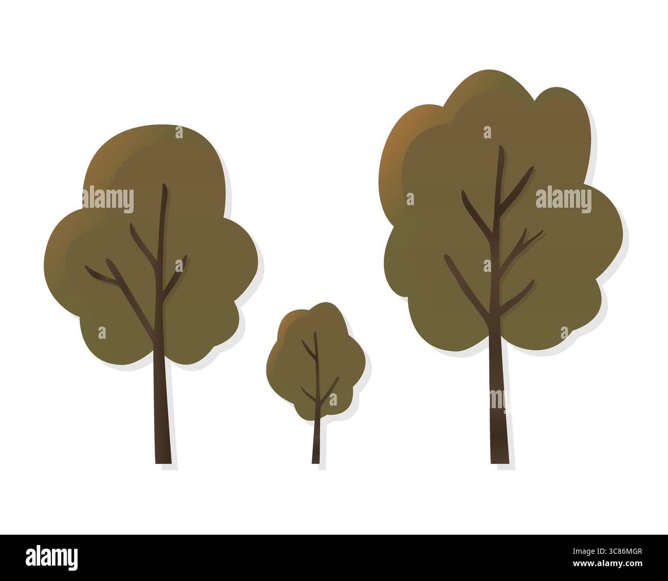 Gli alberi mattutini impostano l'illustrazione vettoriale Illustrazione Vettoriale
