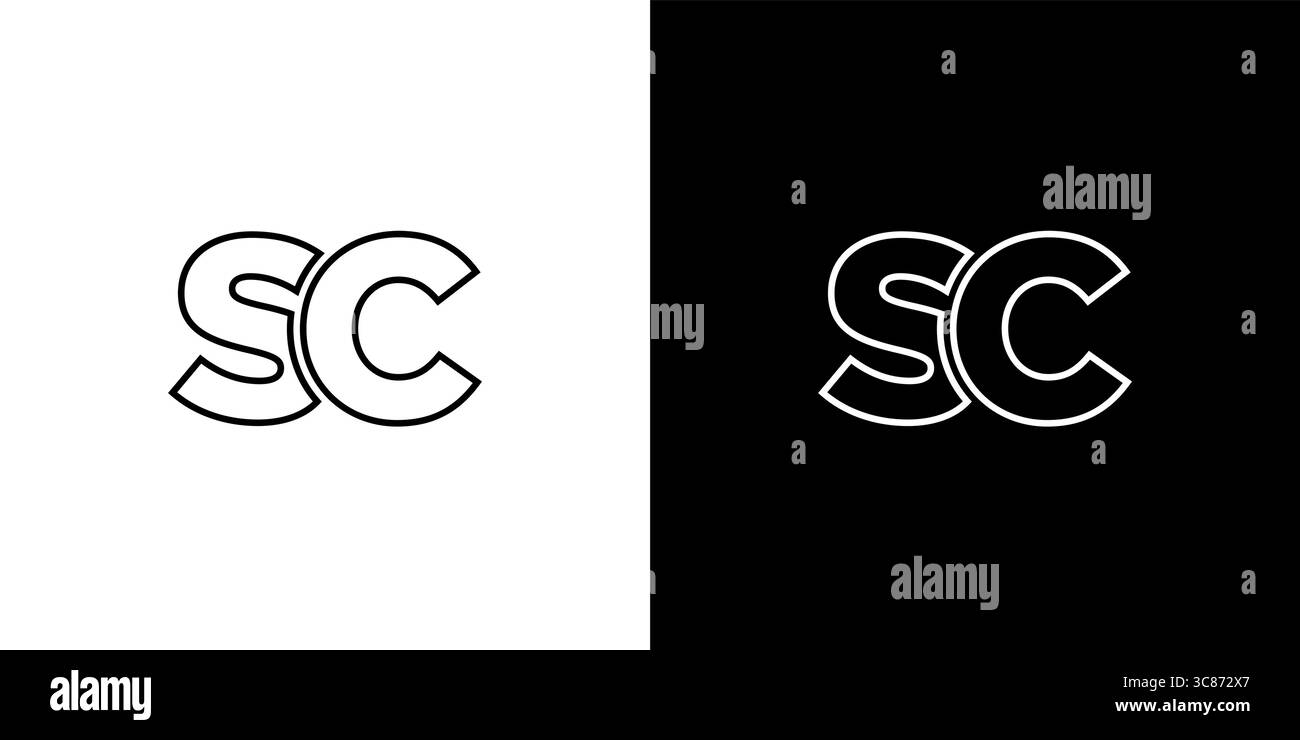 Modello di design Letter S e C alla moda, logo SC. Logotipo minimo basato su un monogramma iniziale per l'identità dell'azienda. Illustrazione Vettoriale
