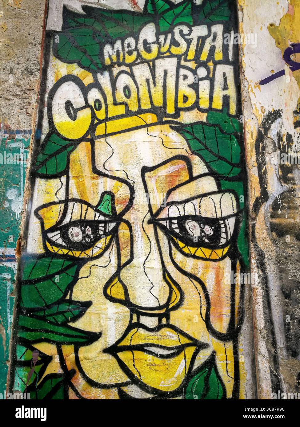 arte di strada a cartagena, colombia Foto Stock