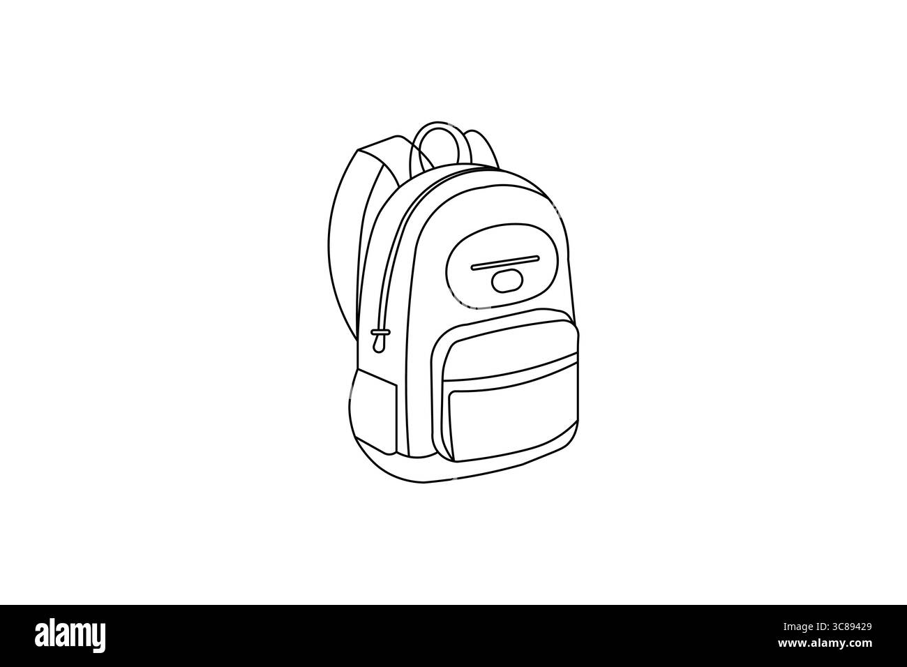 Disegno continuo di una linea della borsa scolastica e illustrazione di contorno in stile minimalista Illustrazione Vettoriale