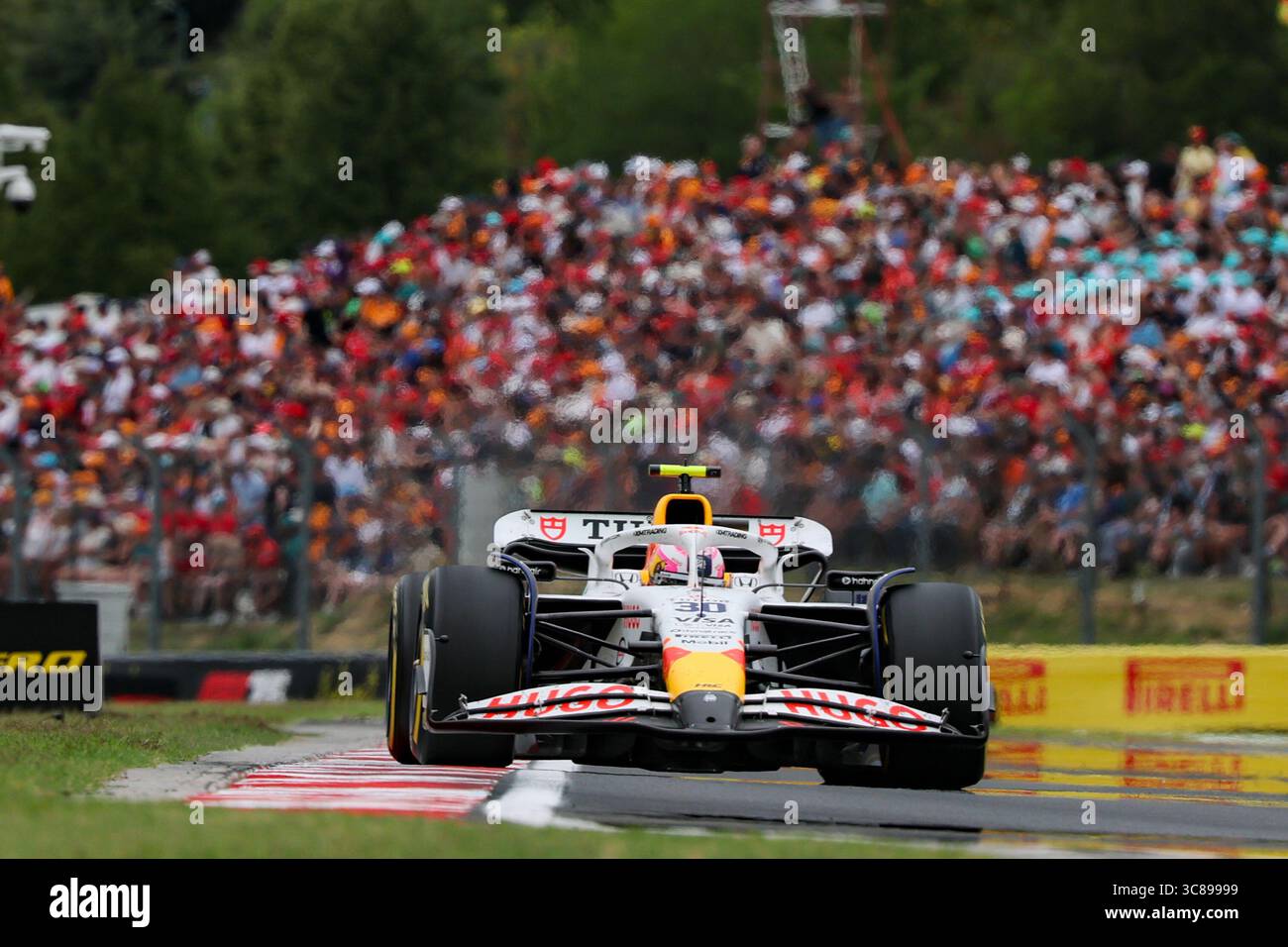 Budapest, Ungheria. 1° gennaio 2000. Liam Lawson, durante il Gran Premio d'Ungheria di Formula 1 Lenovo 2025, Budapest, Ungheria. Crediti: Gabriele Lanzo / Alessio Morgese / Alamy live news Foto Stock