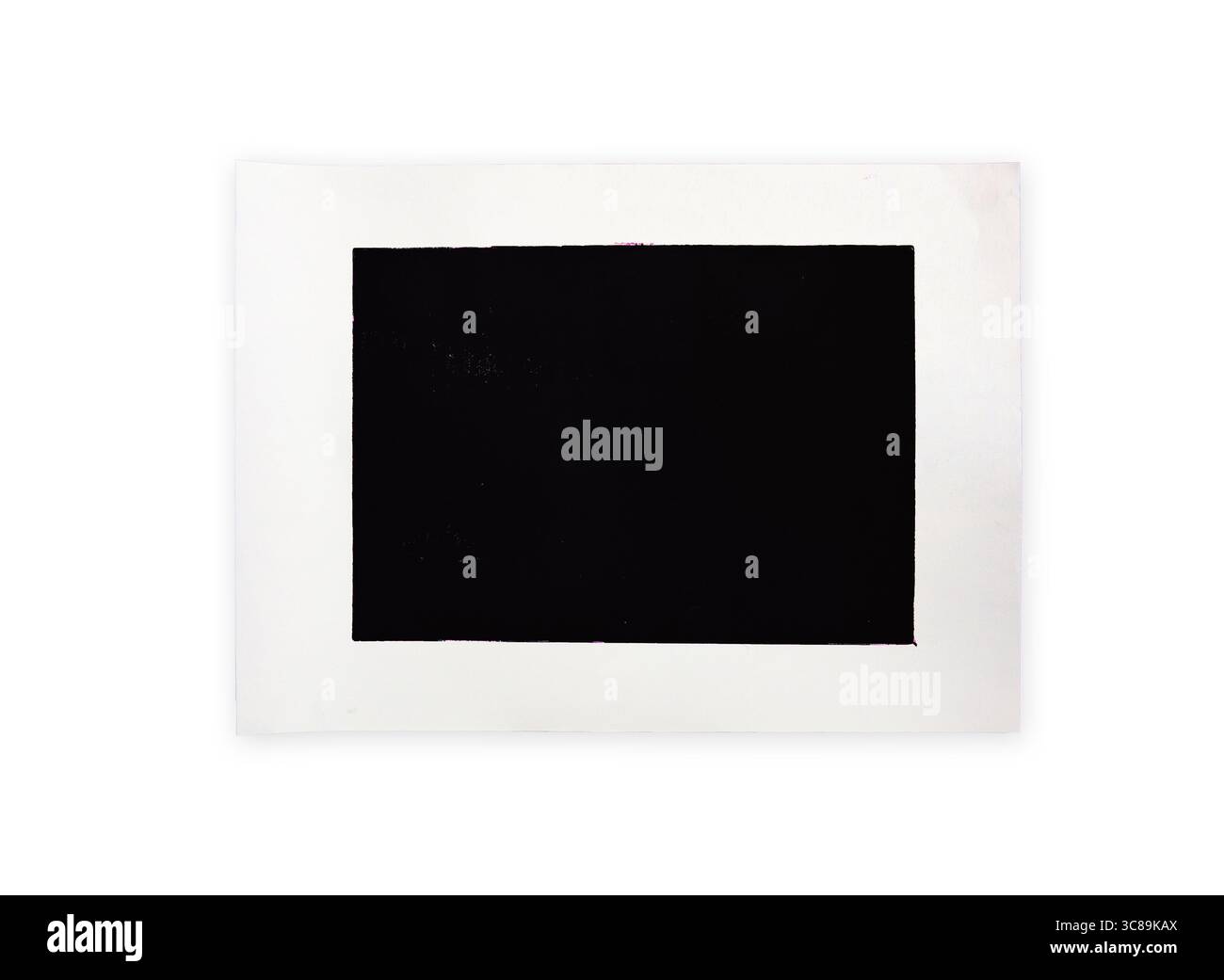 Forma rettangolare nera piena stampata su sfondo bianco. Foto Stock