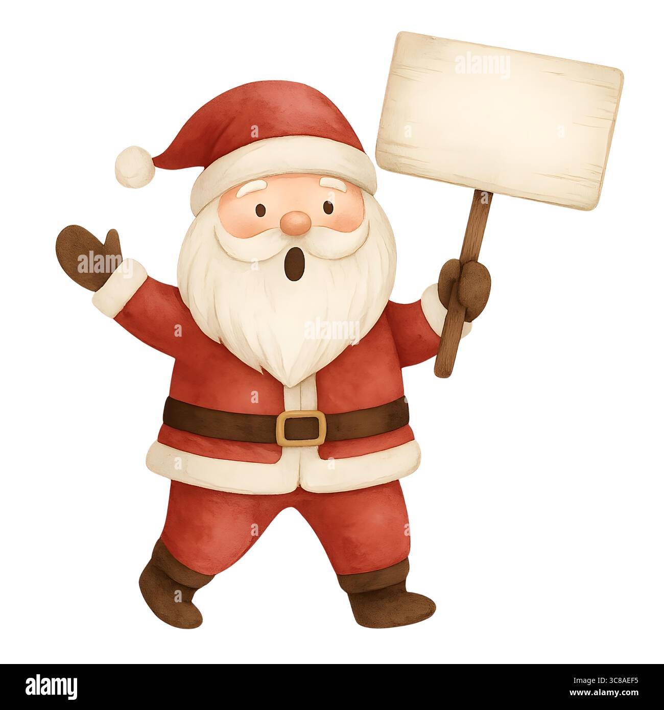 Grazioso acquerello di Babbo Natale – personaggio natalizio su sfondo bianco Foto Stock