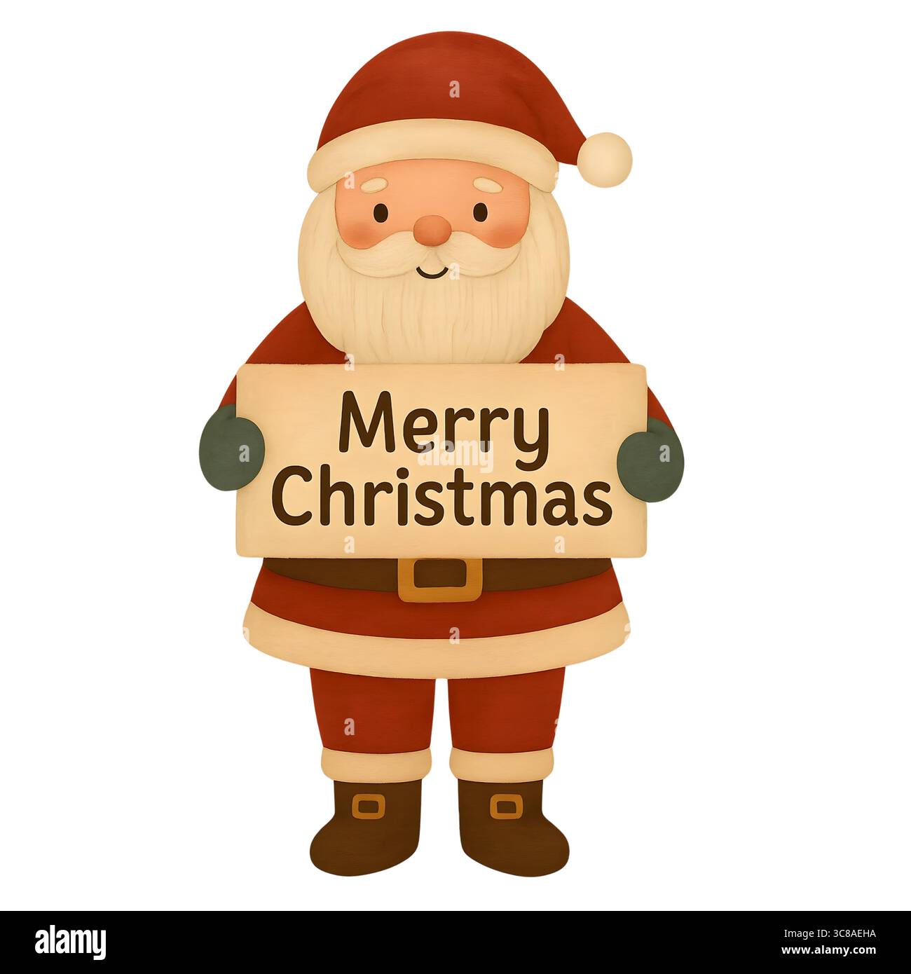 Grazioso acquerello di Babbo Natale – personaggio natalizio su sfondo bianco Foto Stock