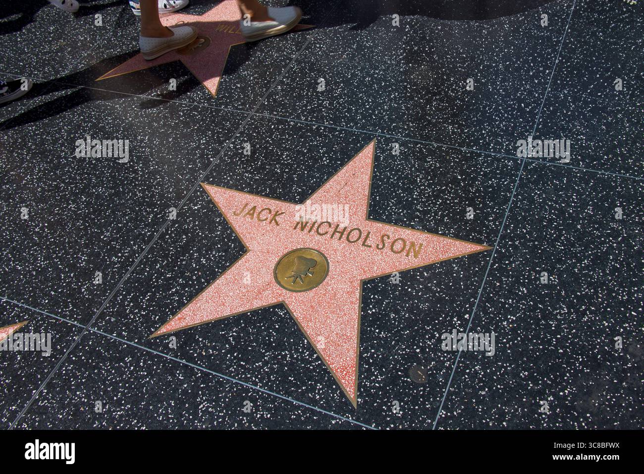 Jack Nicholson Hollywood Walk of Fame celeberrima star presso Hollywood Boulevard, Hollywood. Los Angeles, CALIFORNIA, Stati Uniti Foto Stock