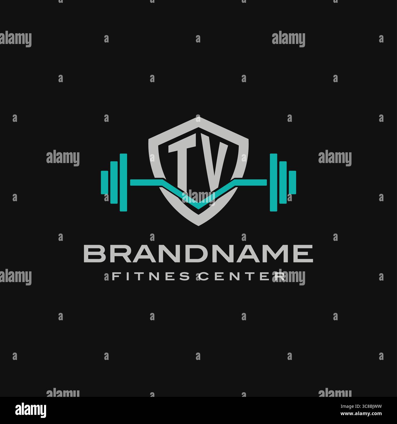Design creativo del logo Letter TV per la palestra o la grafica vettoriale per il fitness Illustrazione Vettoriale