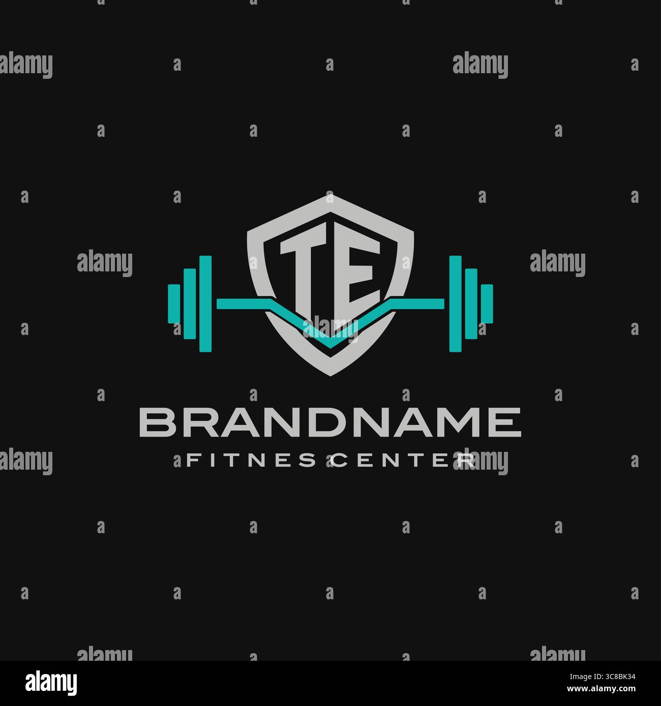 Design creativo con logo Letter te per la palestra o la grafica vettoriale per il fitness Illustrazione Vettoriale