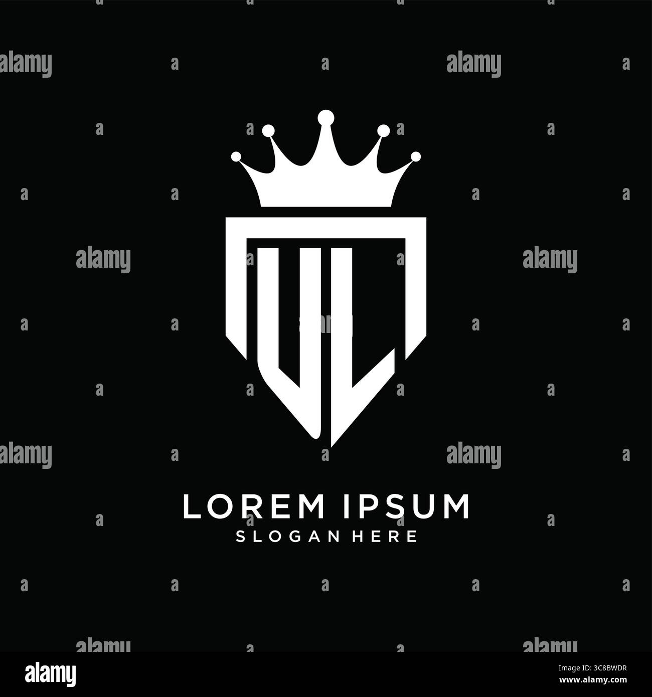 Logo Letter UL con logo monogramma e modello a forma di corona grafica vettoriale Illustrazione Vettoriale