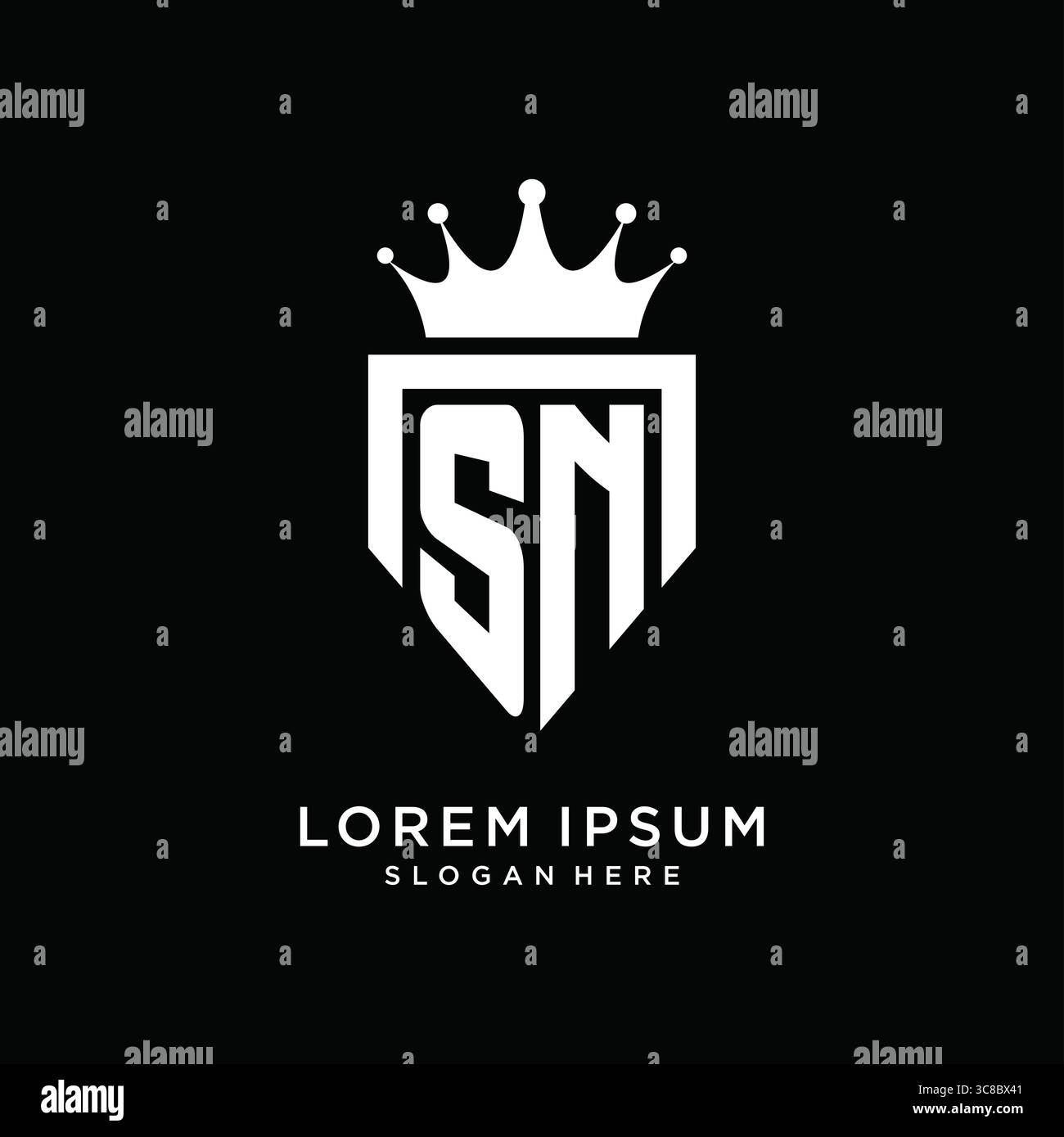 Logo Letter SN con logo monogramma e modello a forma di corona grafica vettoriale Illustrazione Vettoriale