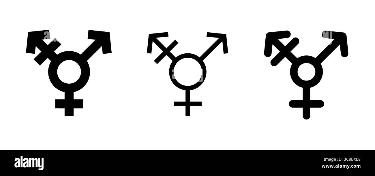 Simboli transgender: Rappresentazione semplice dell'identità di genere. Illustrazione Vettoriale