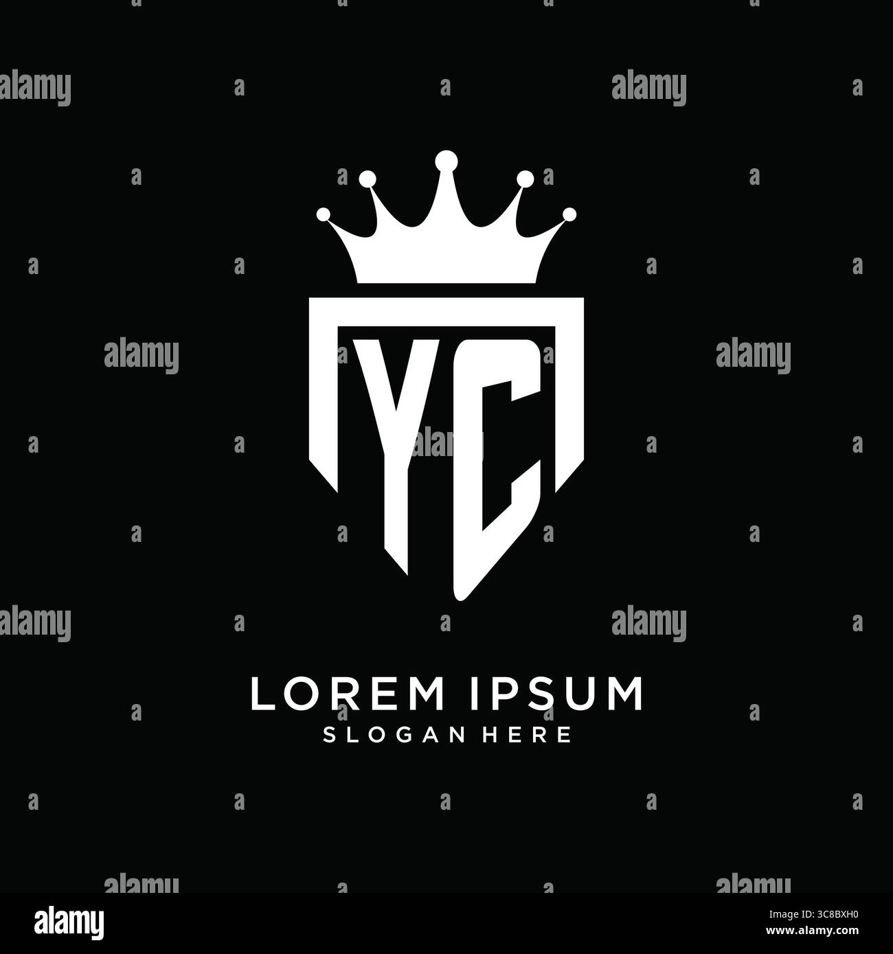 Logo Letter YC con emblema monogramma e modello a forma di corona grafica vettoriale Illustrazione Vettoriale