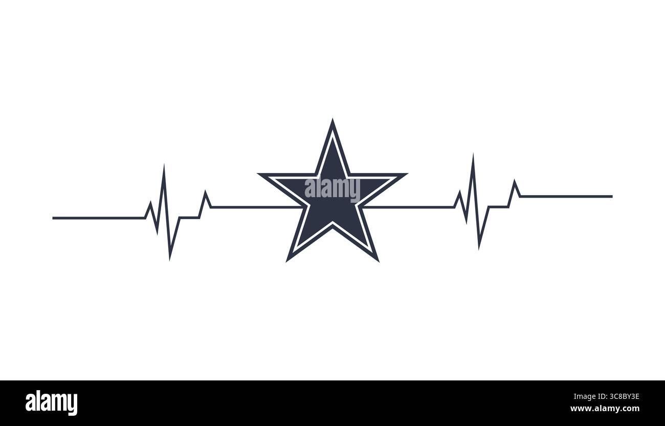 Dallas Cowboys Heartbeat Graphic - Team Spirit Visual. Illustrazione Vettoriale