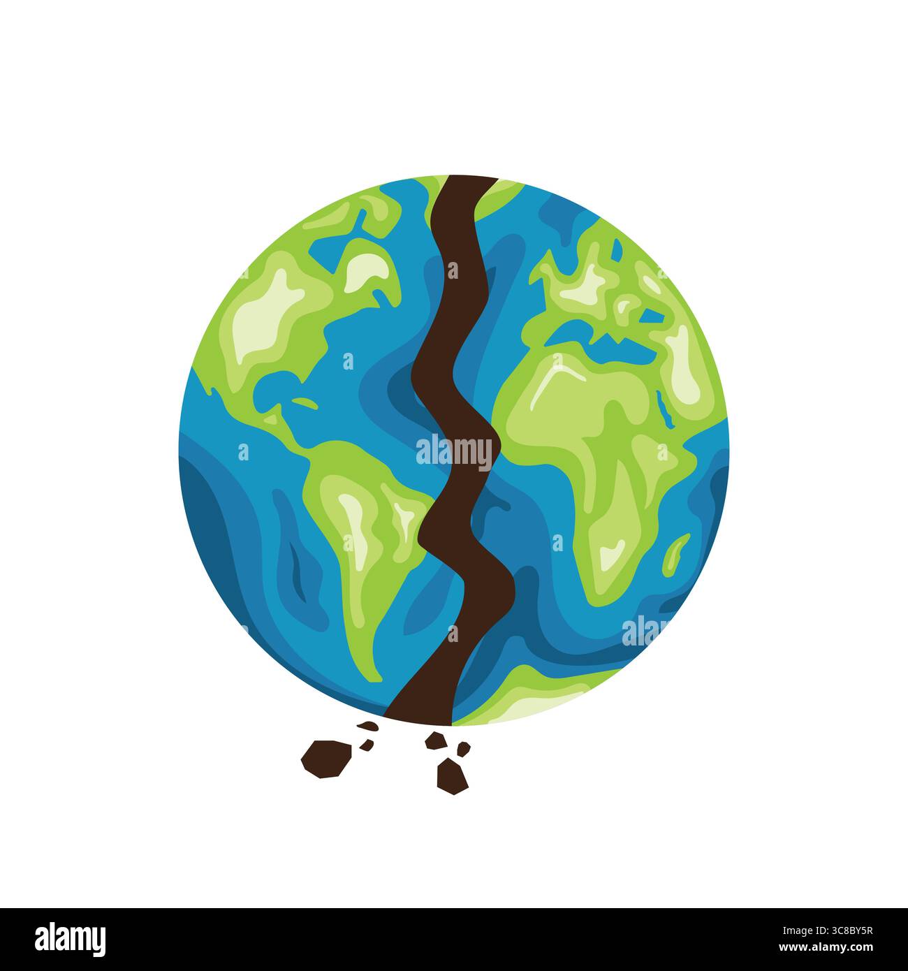 Globo terrestre incrinato che mostra metafora dei danni ambientali Illustrazione Vettoriale