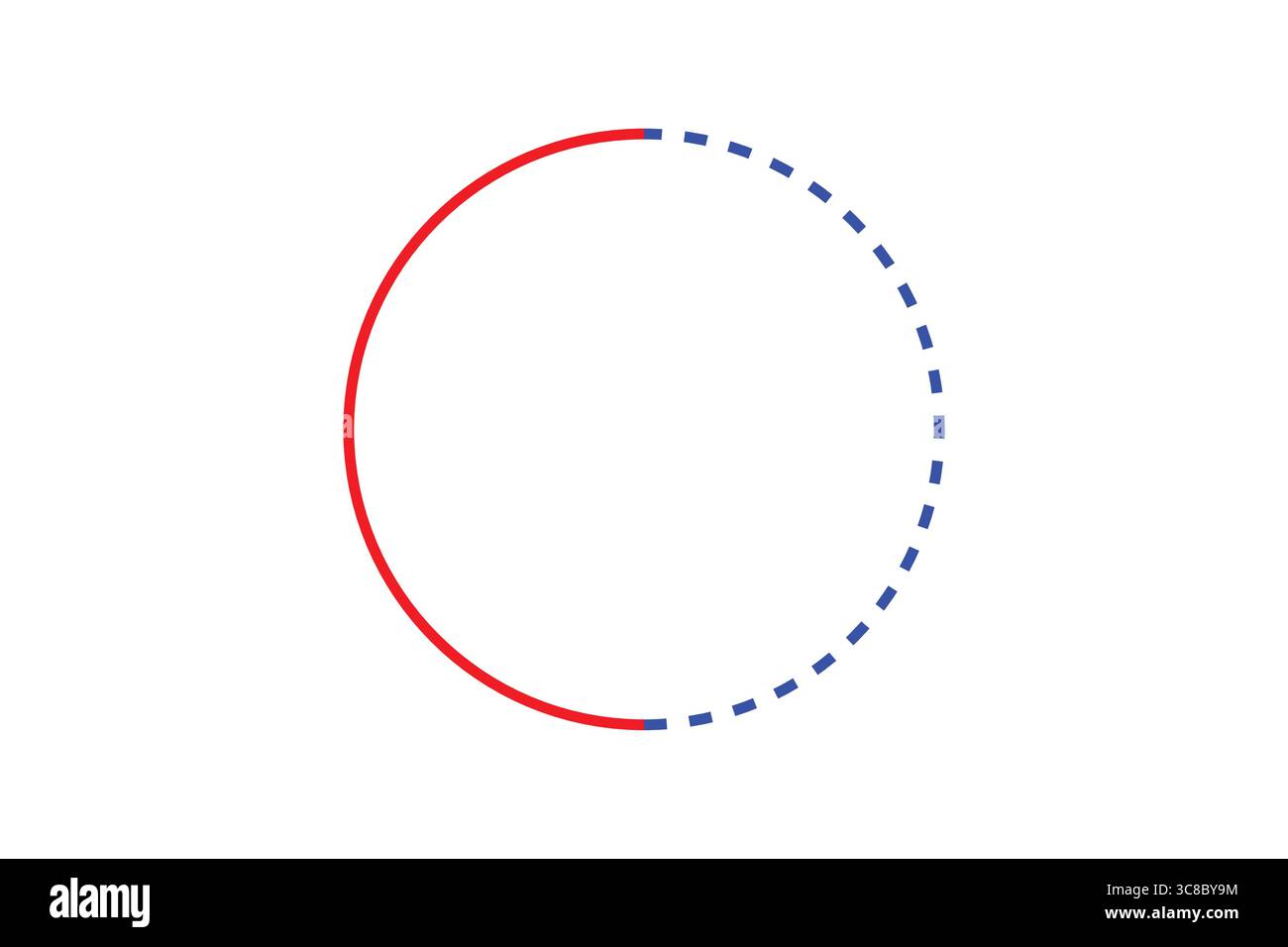 Un semplice cerchio con un arco tratteggiato. Illustrazione Vettoriale