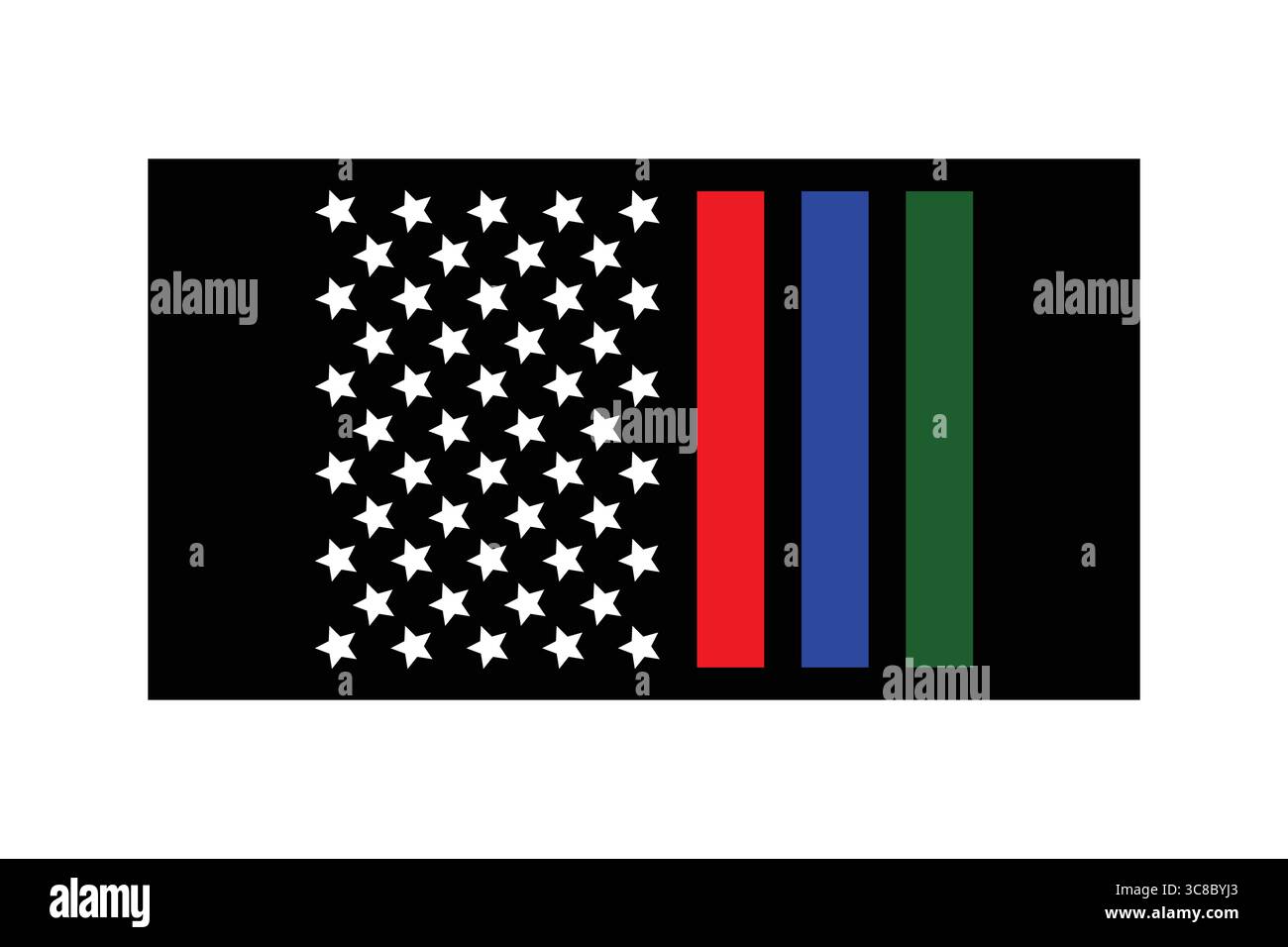 Bandiera nera con stelle americane e strisce di supporto della polizia Illustrazione Vettoriale