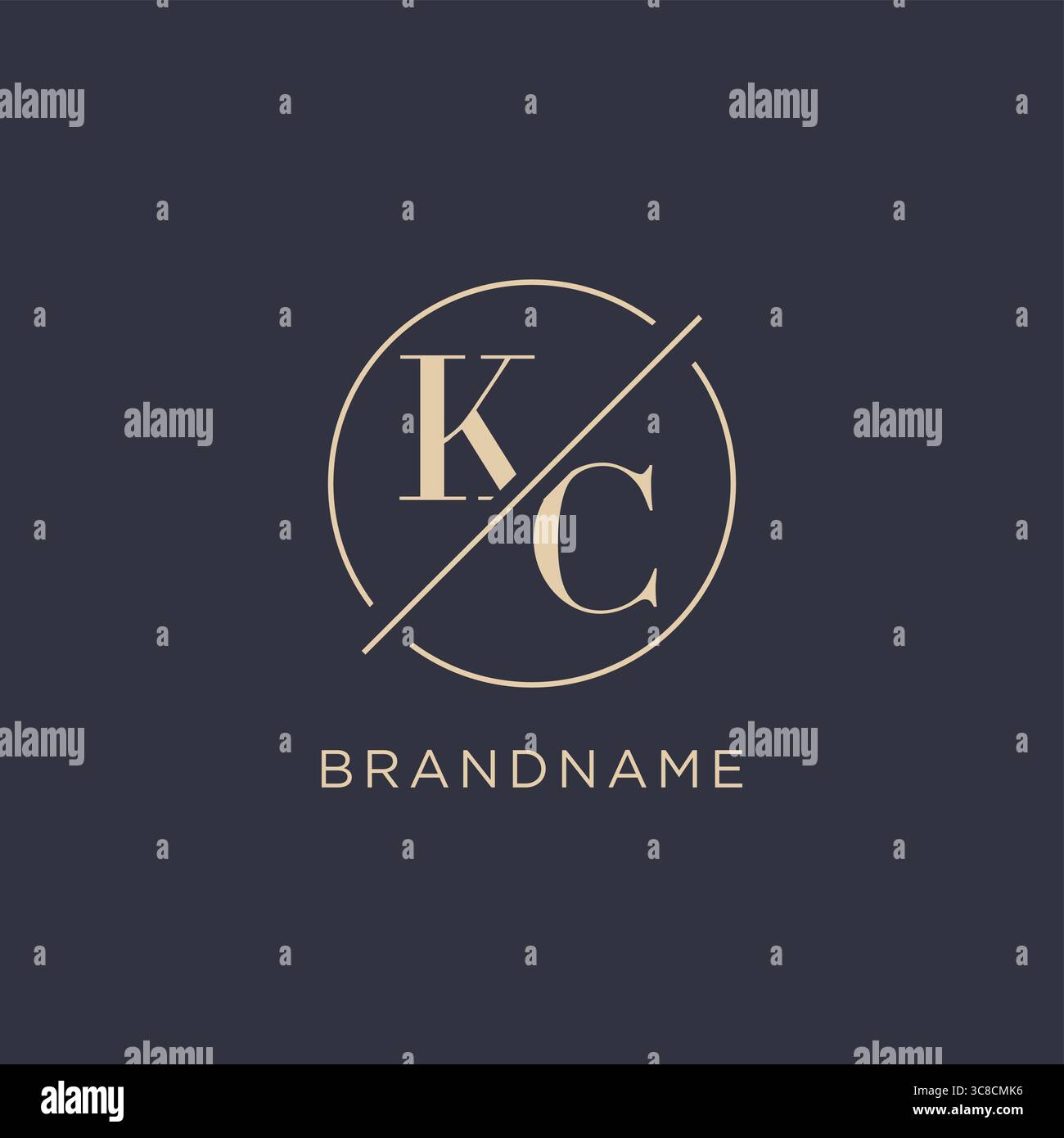 Lettera iniziale logo KC con linea circolare semplice look elegante logo monogramma grafica vettoriale Illustrazione Vettoriale