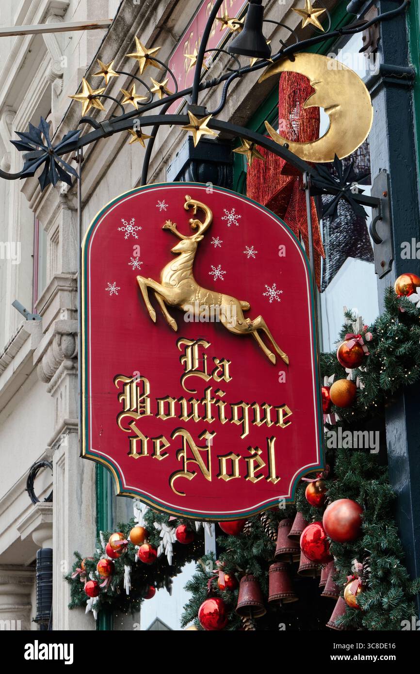 La Boutique de Noël de Québec nella città vecchia di Quebec City, Quebec, Canada. Negozio a tema natalizio situato nella città vecchia. Foto Stock