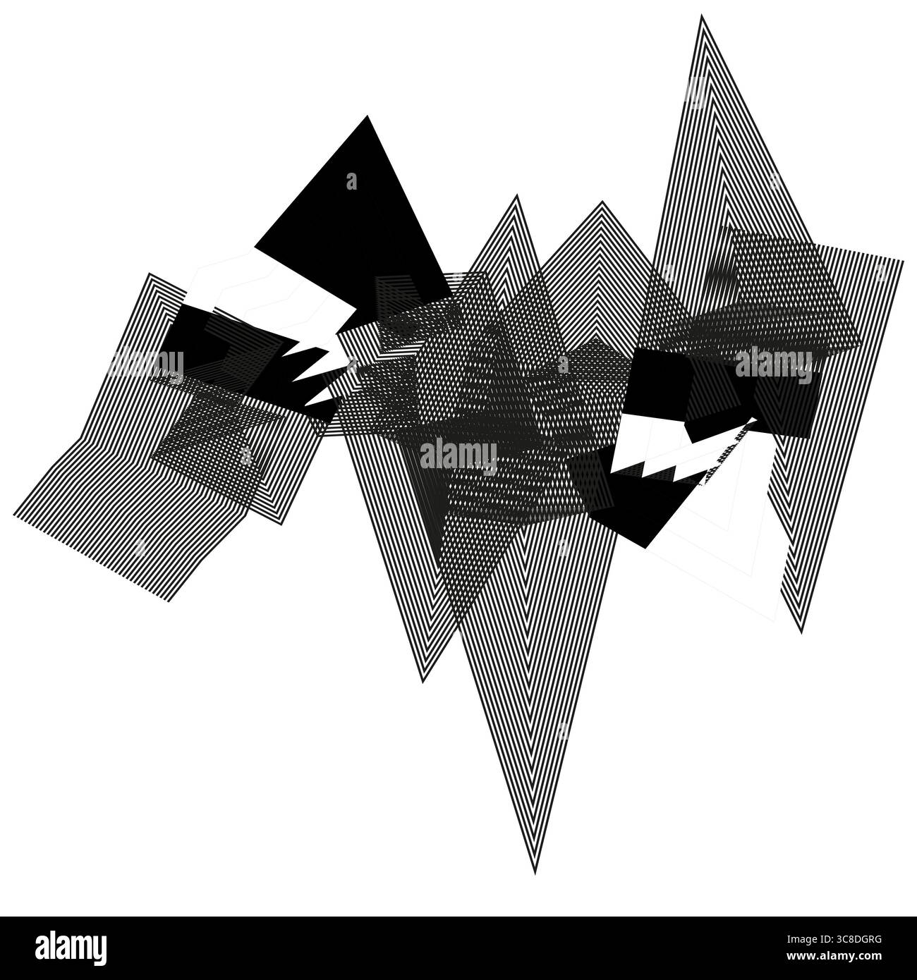 Forme geometriche astratte. Moduli di blocco frammentati. Illustrazione del vettore dinamico. Elementi moderni e caotici. Illustrazione Vettoriale