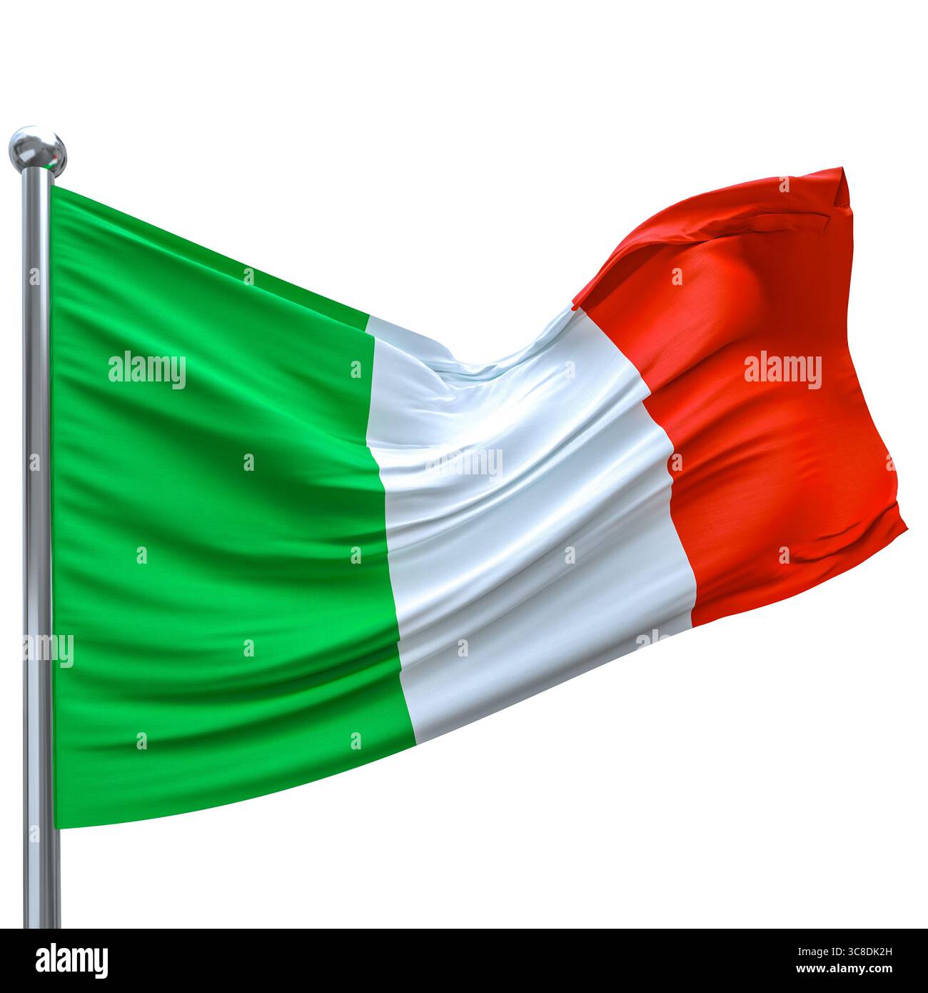 bandiera italiana 3d isolata Foto Stock