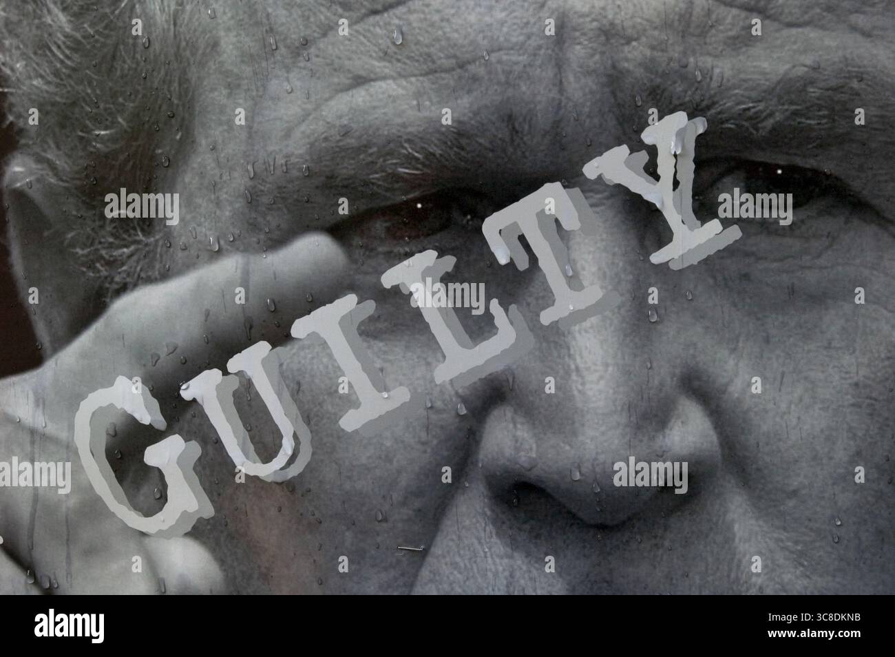 Un poster che denuncia il presidente Bush durante le proteste contro la Convention Nazionale Repubblicana a New York City. Manhattan, New York, agosto 2004 Foto Stock