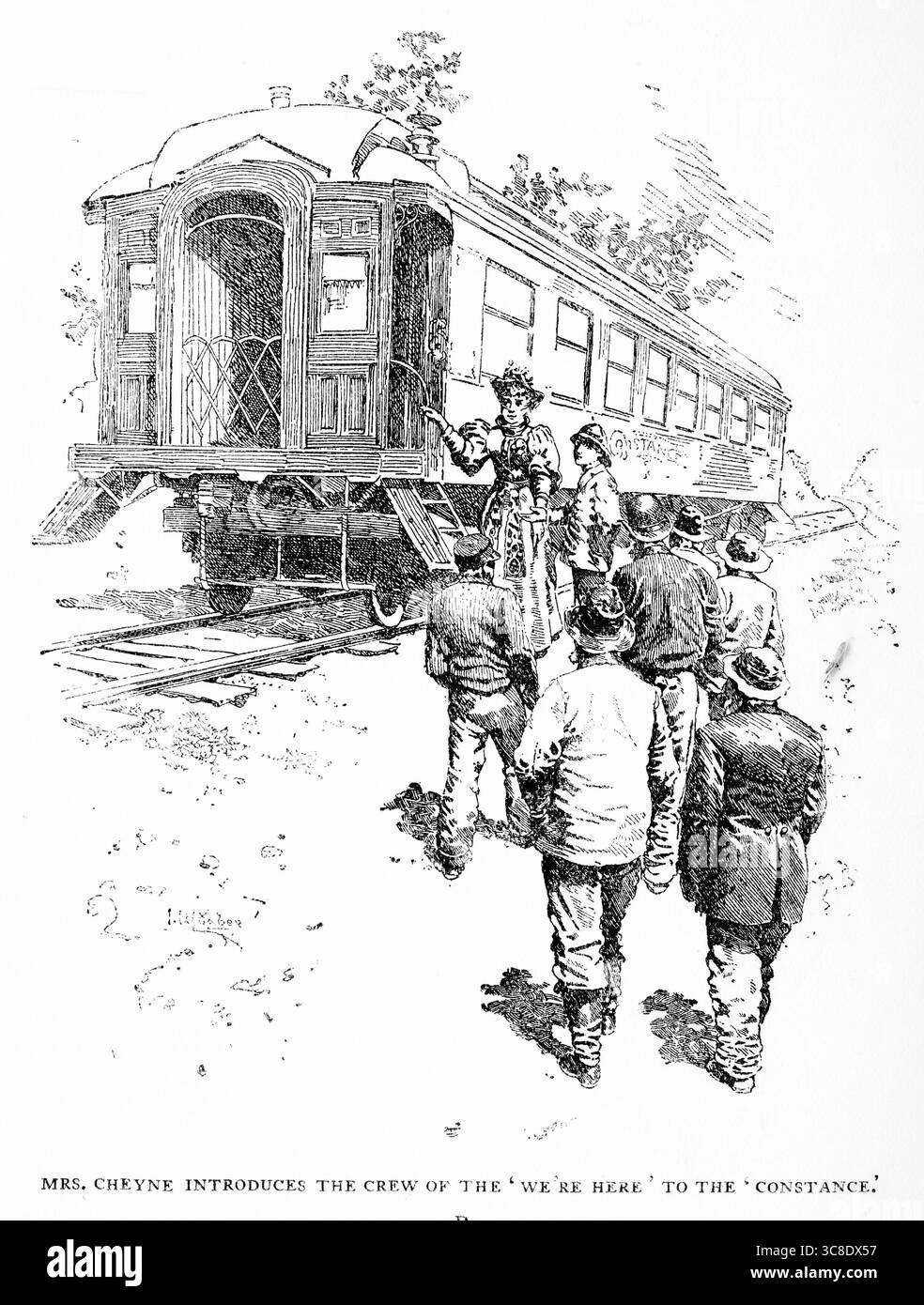 I pescatori del We're Here salgono su un treno in una scena di Capitani coraggiosi di Rudyard Kipling Foto Stock