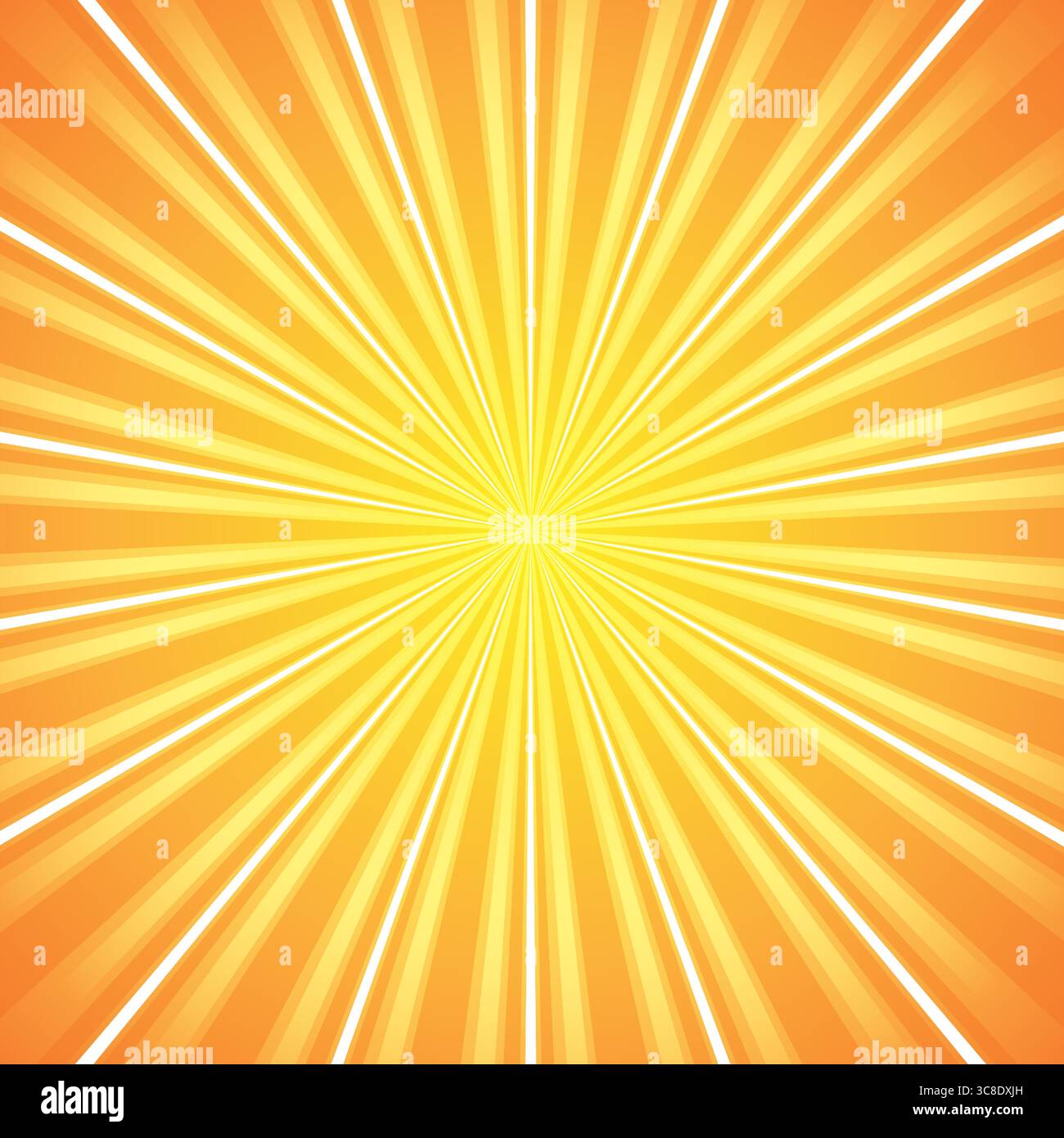 Sfondo astratto con un design Sunburst arancione e giallo Illustrazione Vettoriale