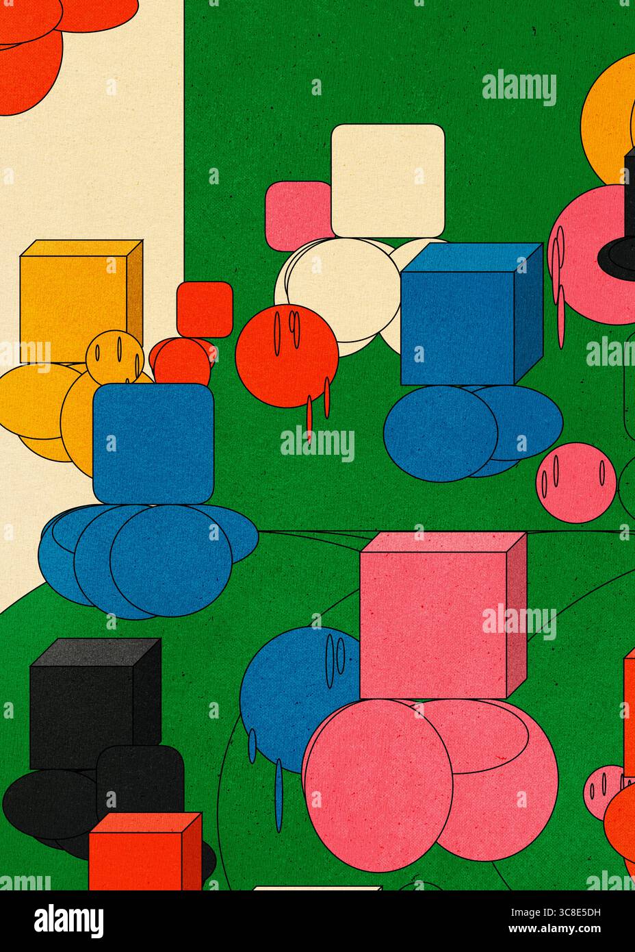 Forme astratte retrò Pop: Arte generata da codice perfetta per copertine e decorazioni di album Foto Stock