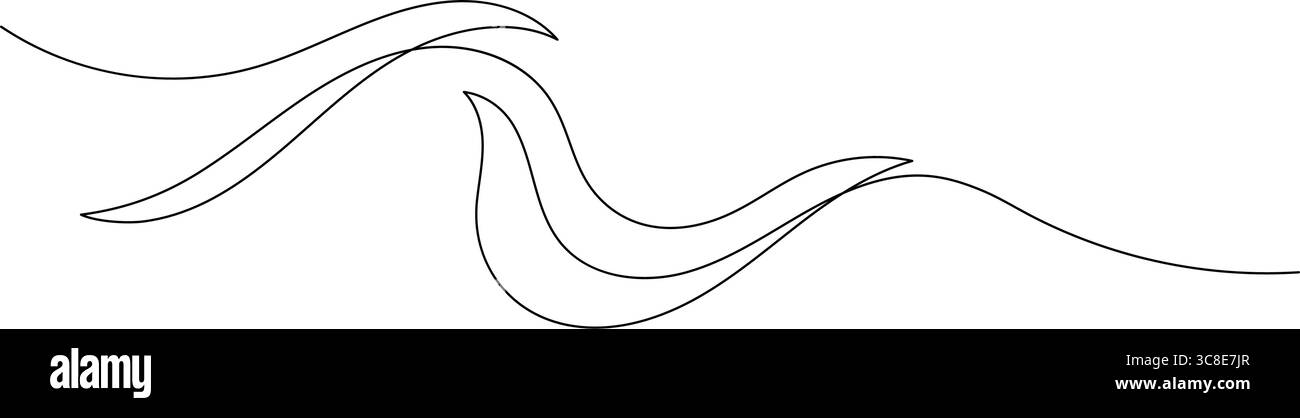 spazio di copia grafico del modello d'onda astratto. una linea disegna l'onda curva che fluisce in un minimalismo decorativo continuo Illustrazione Vettoriale